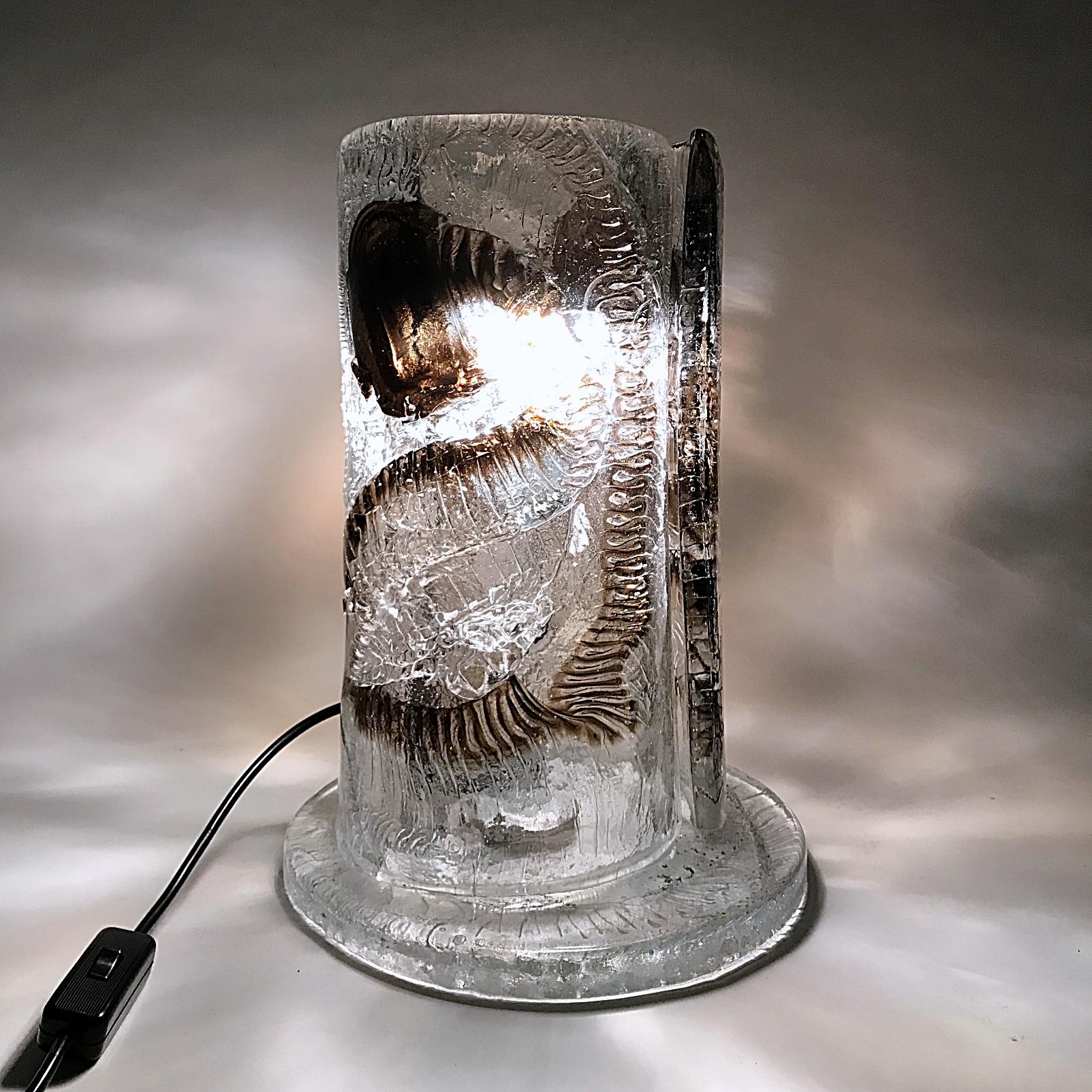 Lampe de bureau unique en verre d'art de Murano fumé Venini, 1970, Italie en vente 1