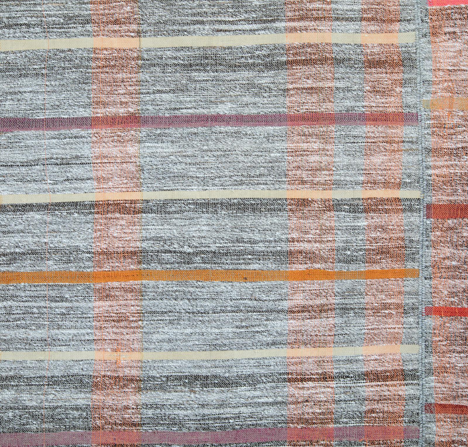 Modern Unique Vibrant Vintage Flatweave Rug For Sale