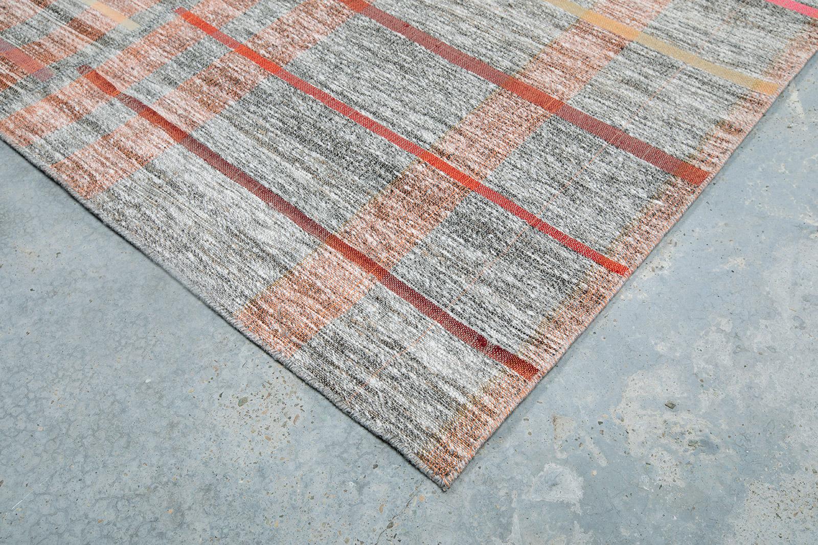 Hand-Woven Unique Vibrant Vintage Flatweave Rug For Sale