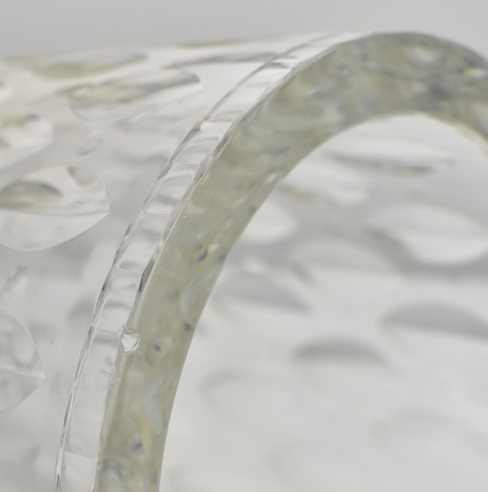 Unique Vicke Lindstrand Orrefors Crystal Vase with Cut Leaf Pattern, Signed LU 1 For Sale 1