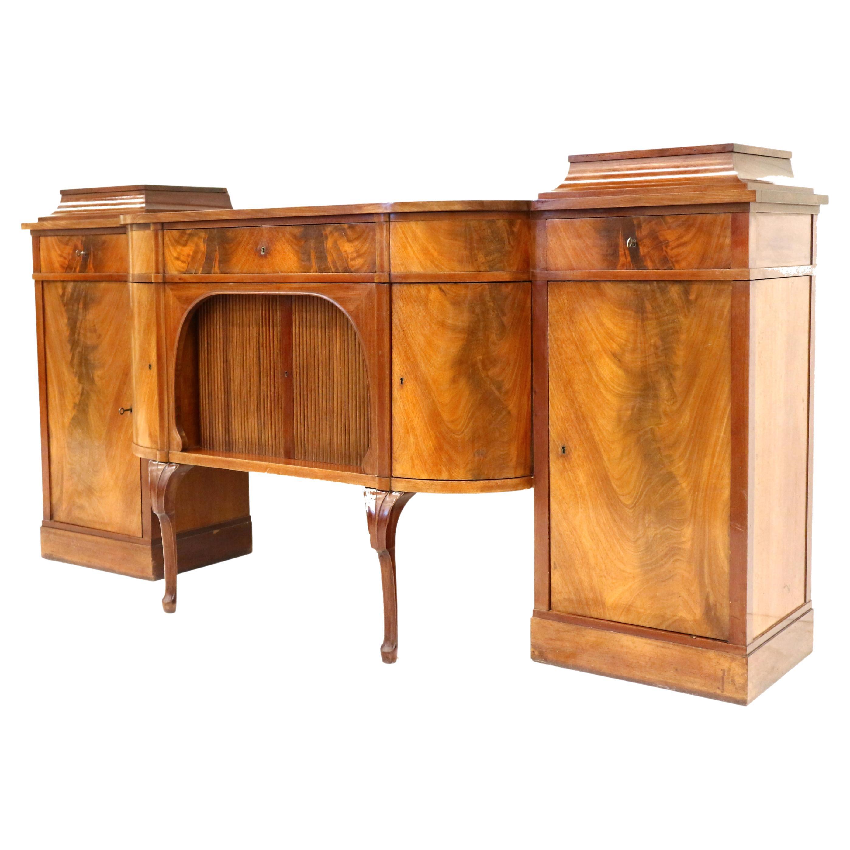 Unique Victorian flamed sideboard from the 19th century For Sale