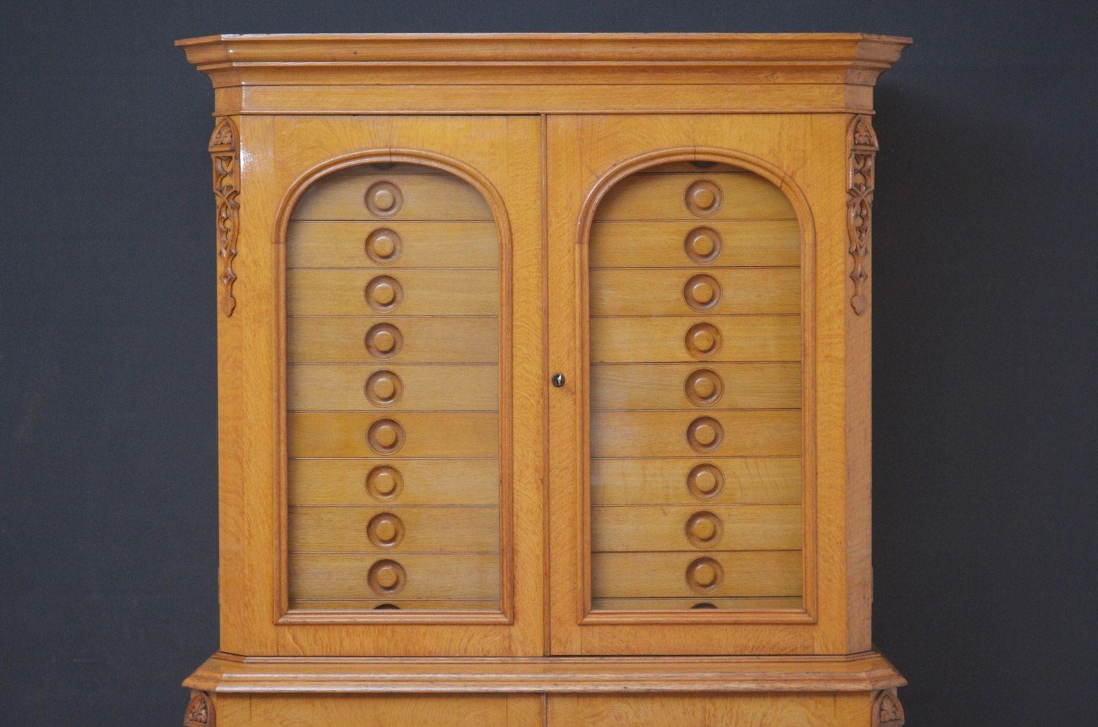 Unique Victorian Reformed Gothic Specimen Cabinet in Oak In Good Condition For Sale In Whaley Bridge, GB