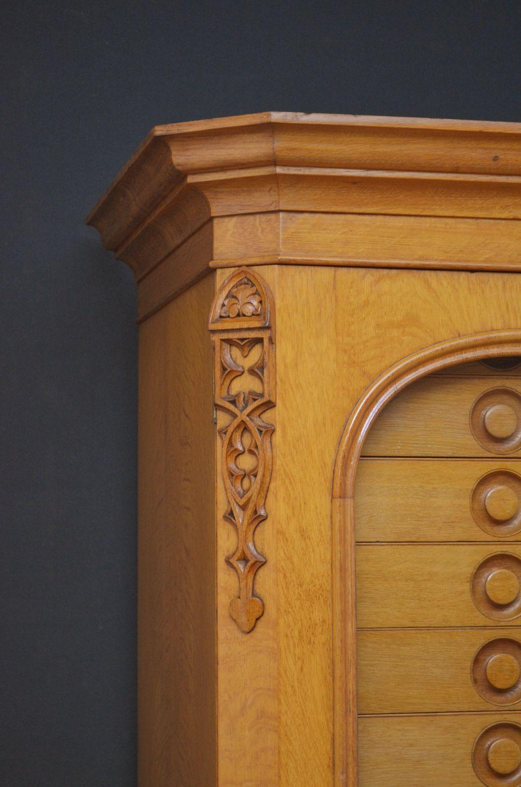 Unique Victorian Reformed Gothic Specimen Cabinet in Oak For Sale 1