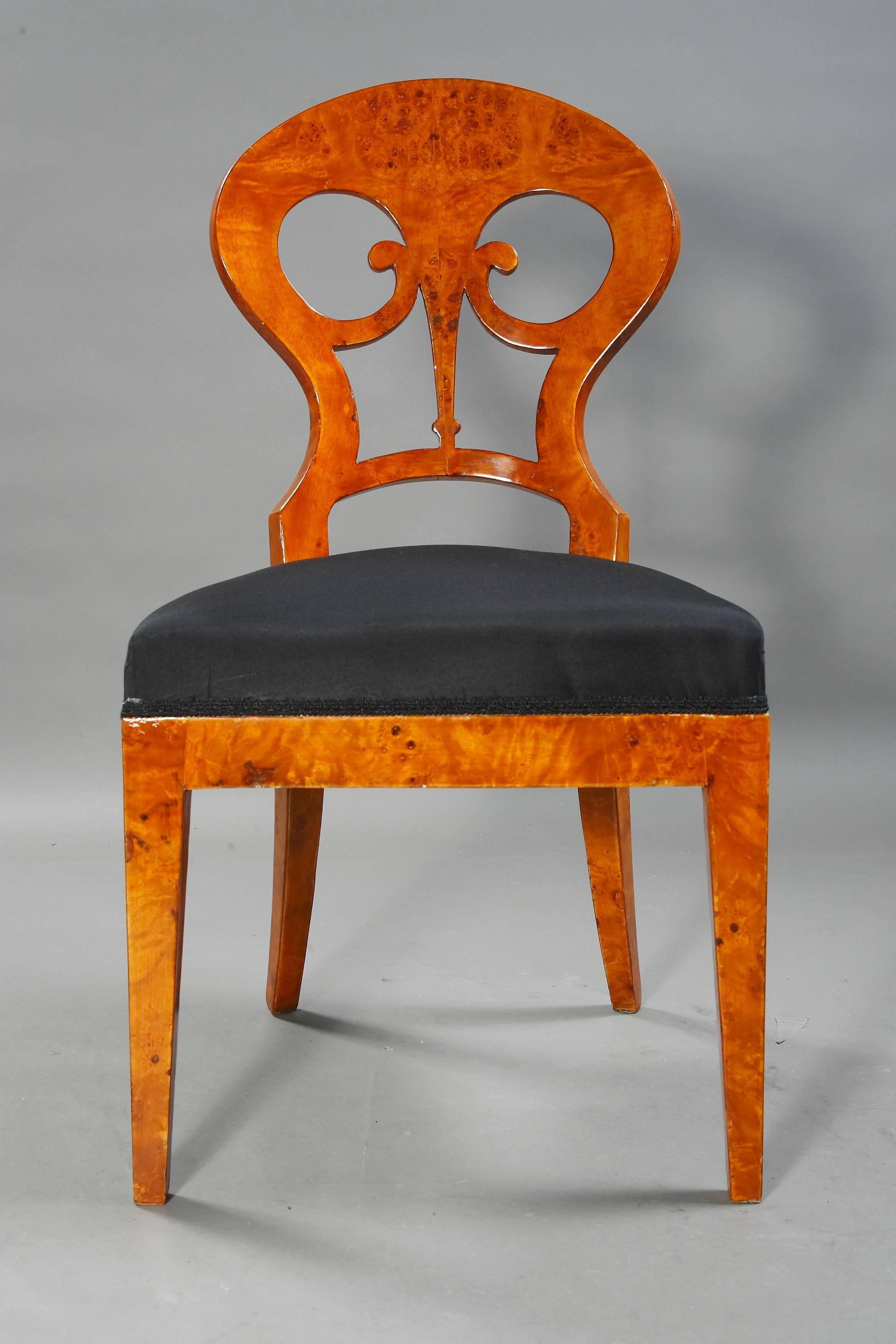Veneer Unique Viennese Chair in antique Biedermeier Style maple veneer
