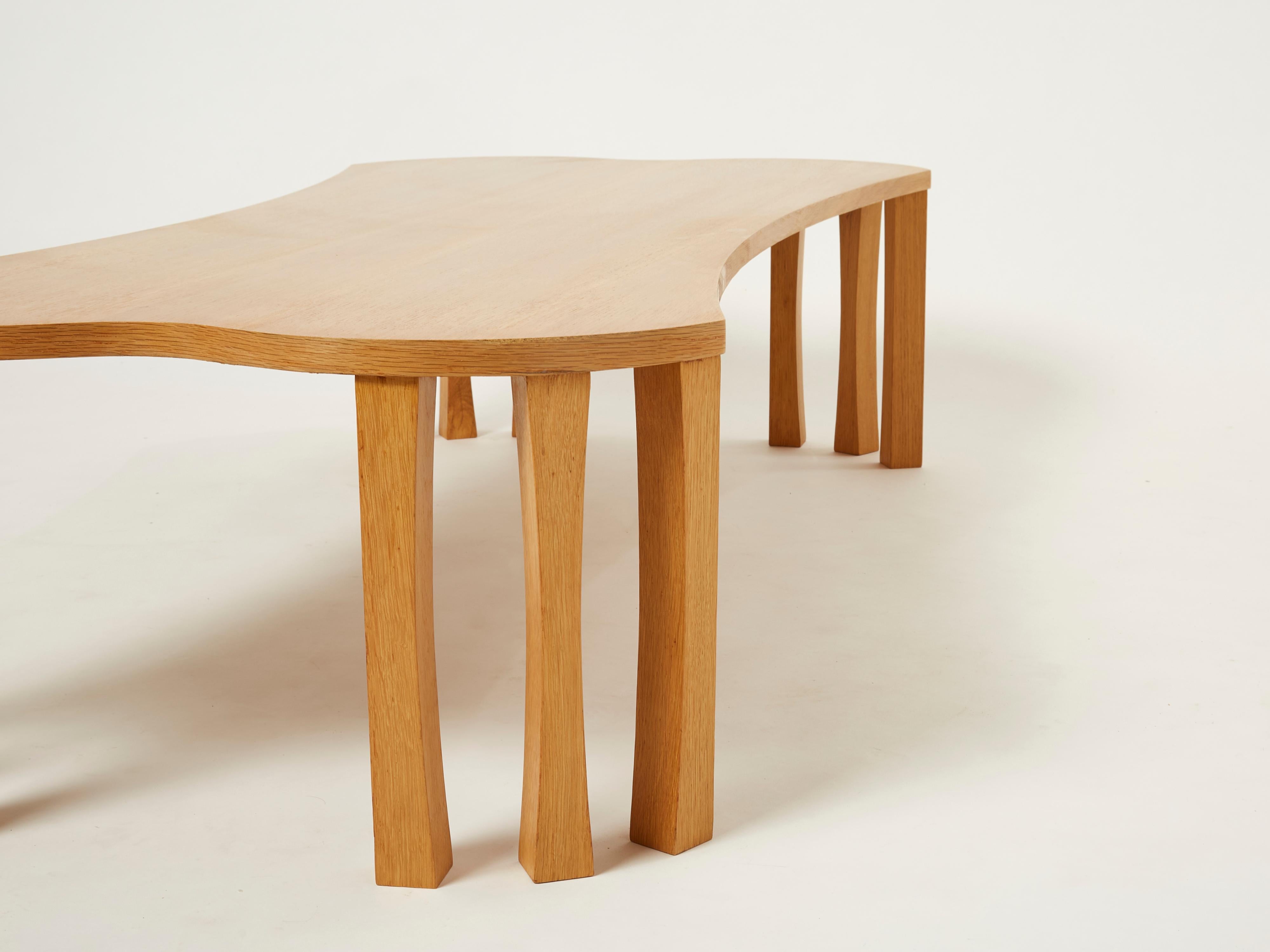 Unique Vincent Poujardieu Free Form Oak Wood Coffee Table 1992 In Good Condition For Sale In Paris, IDF