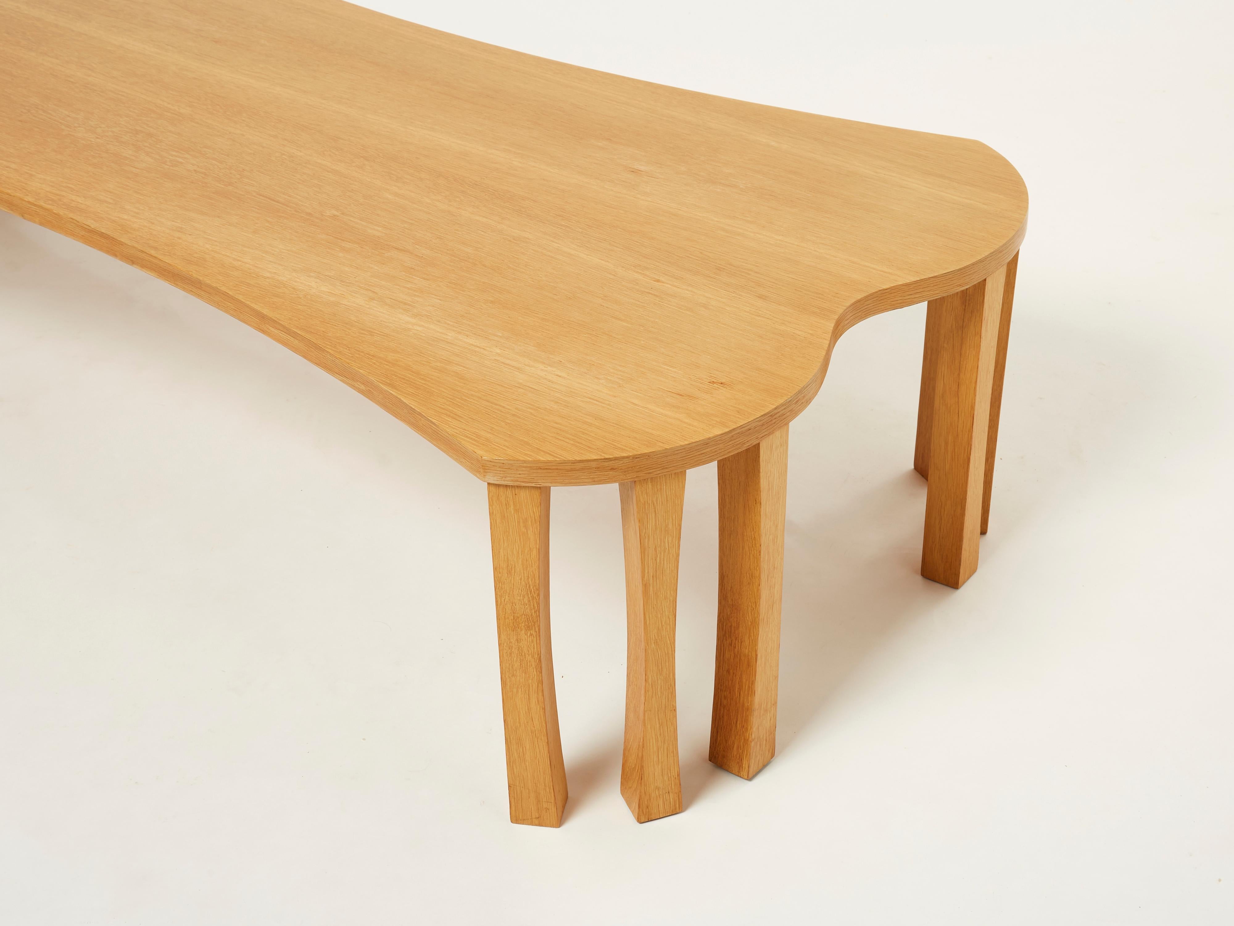 Late 20th Century Unique Vincent Poujardieu Free Form Oak Wood Coffee Table 1992 For Sale