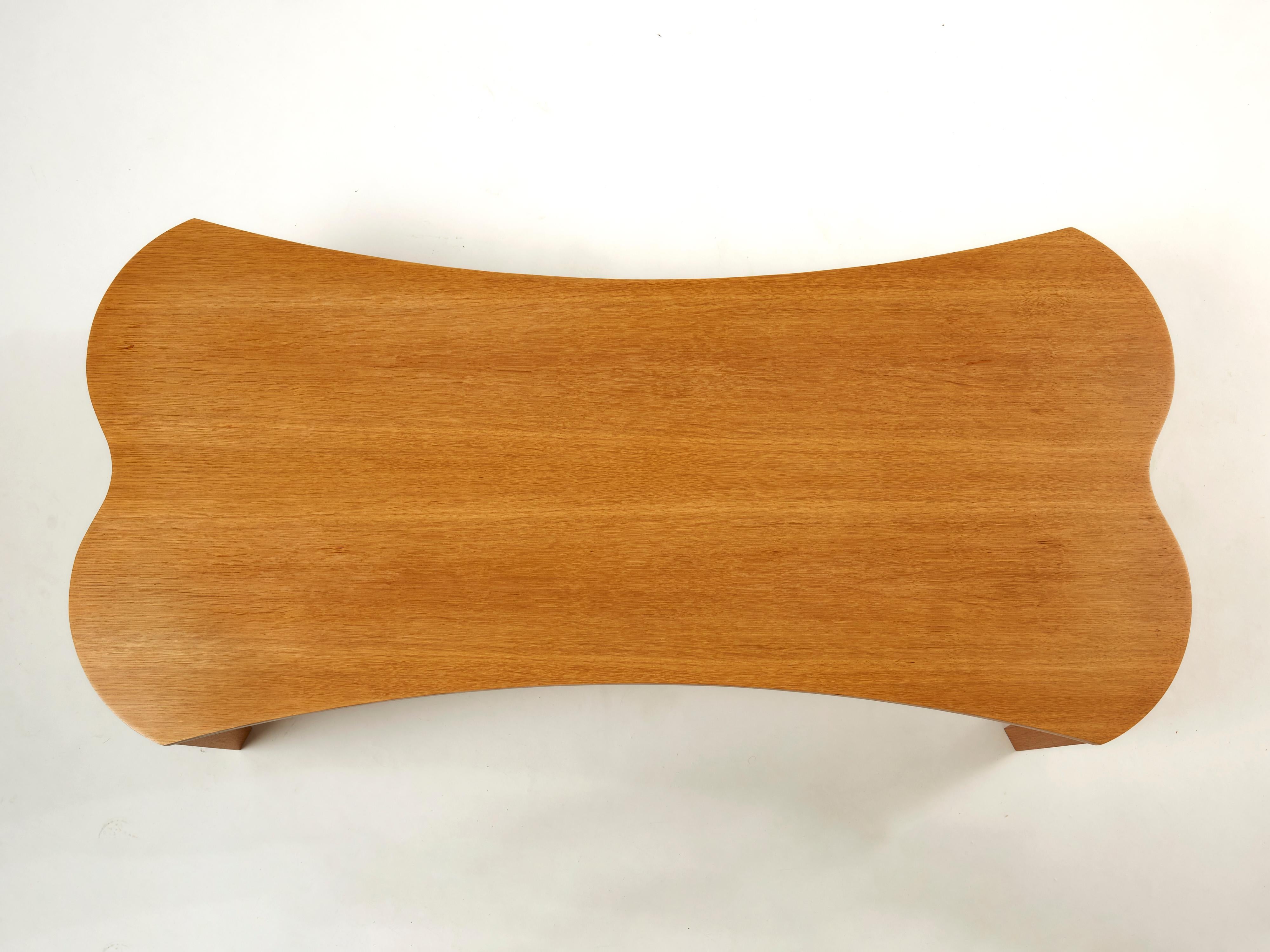 Unique Vincent Poujardieu Free Form Oak Wood Coffee Table 1992 For Sale 1