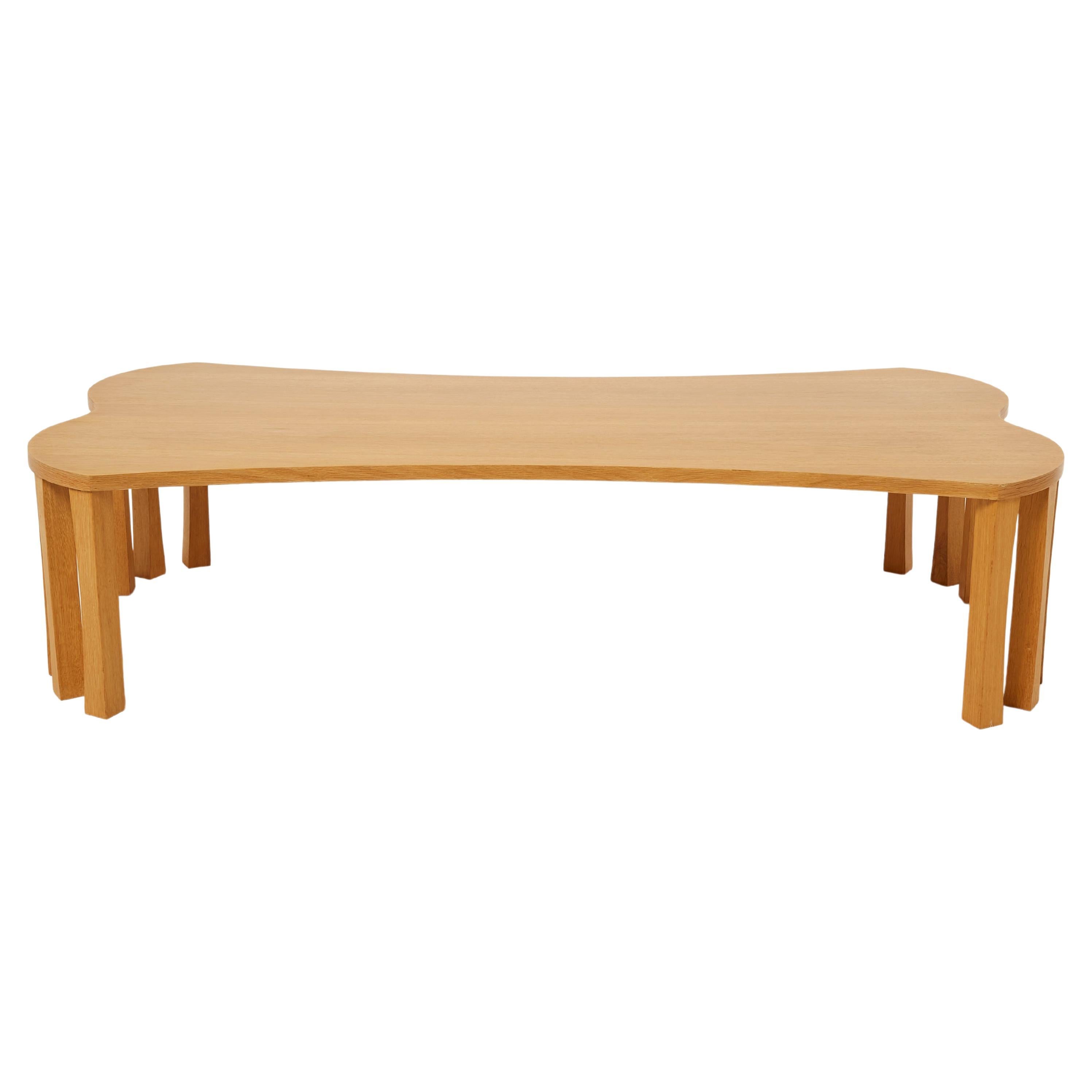 Unique Vincent Poujardieu Free Form Oak Wood Coffee Table 1992 For Sale