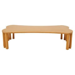 Table basse unique en bois de chêne de forme libre Vincent Poujardieu, 1992