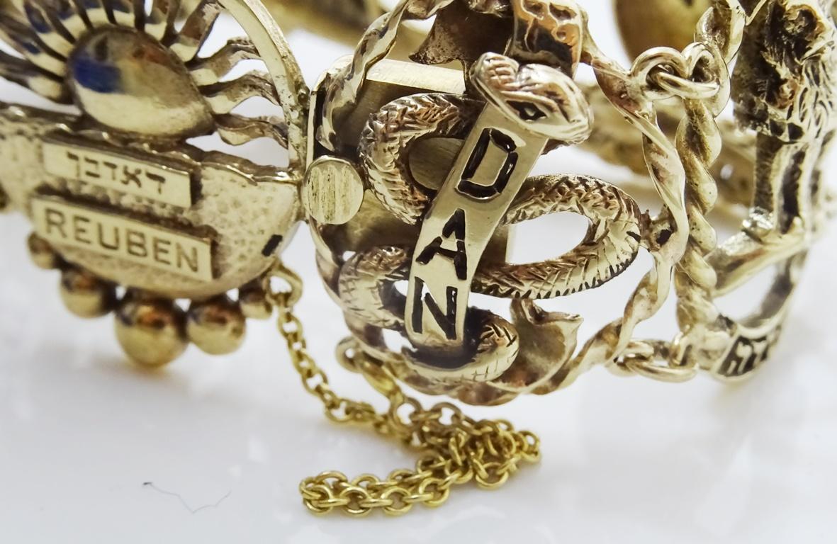 Unique vintage 14 karat Gold Israel Tribe Bracelet For Sale 1