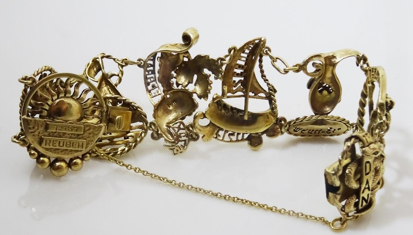 Bracelet vintage unique de tribu israélienne en or 14 carats en vente 4