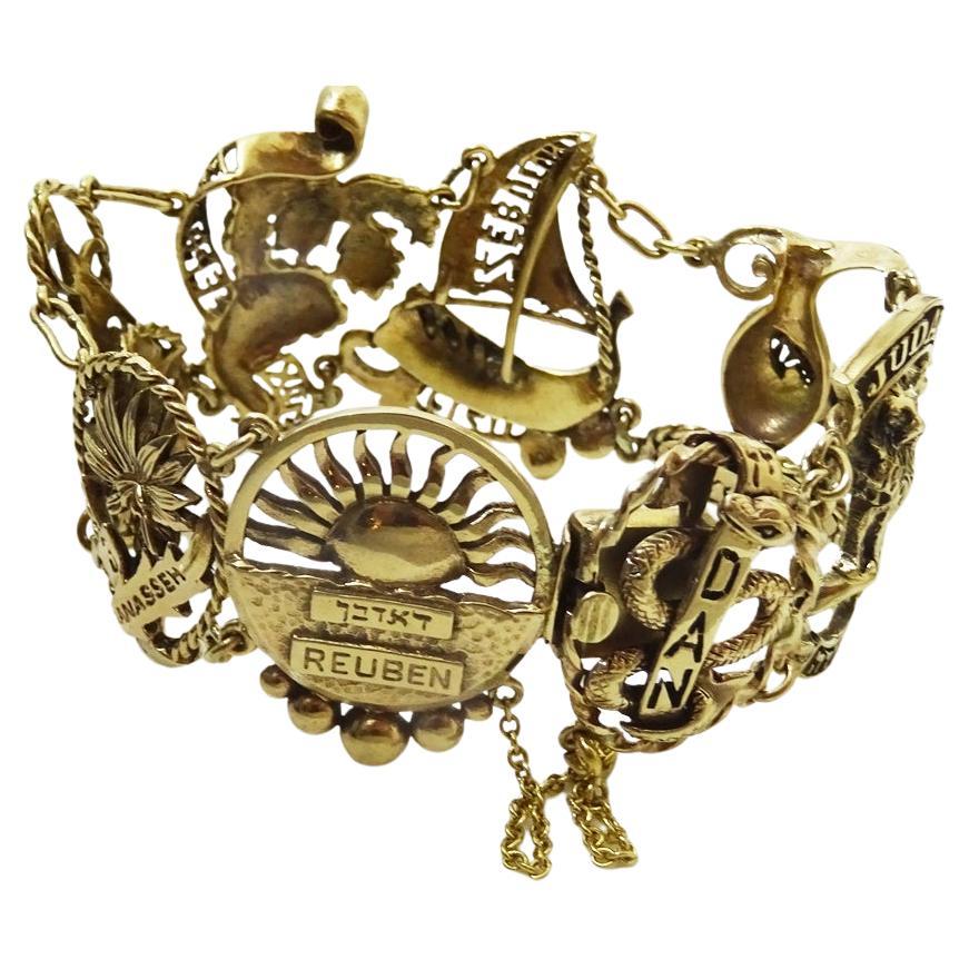 Bracelet vintage unique de tribu israélienne en or 14 carats en vente