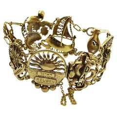 Unique Retro 14 karat Gold Israel Tribe Bracelet