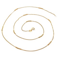 Unique Vintage 14k Yellow Gold 24.5" Curb Link w/ Rope Chain Stations Necklace