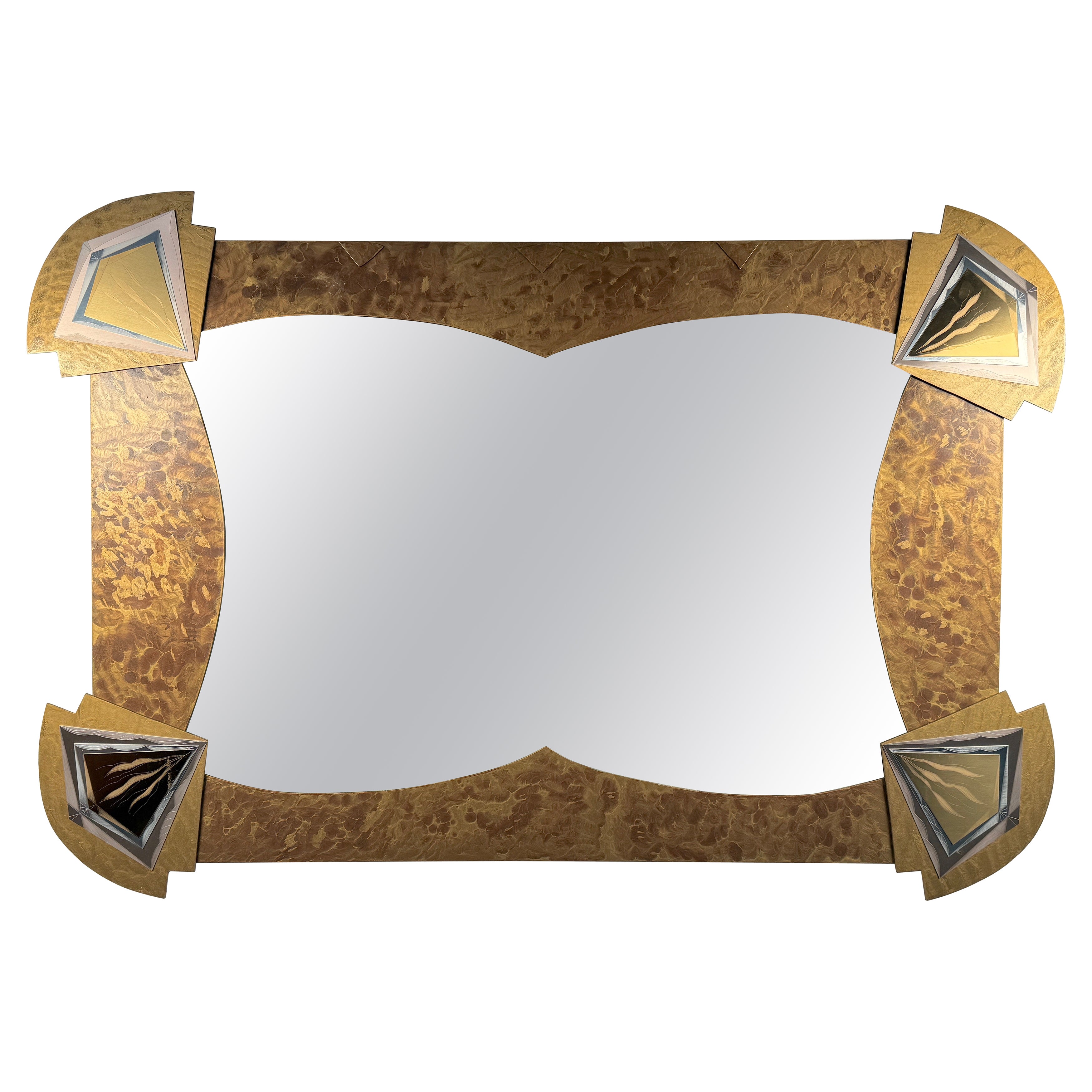 Unique Vintage Abstract Metal Mirror