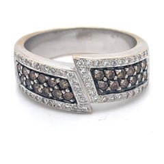 Unique bague Vintage en diamants bruns, bague en or blanc 18k, bague en diamants Champaign