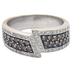 anillo único Vintage de diamantes marrones, anillo de oro blanco de 18k, anillo de diamantes Champaign