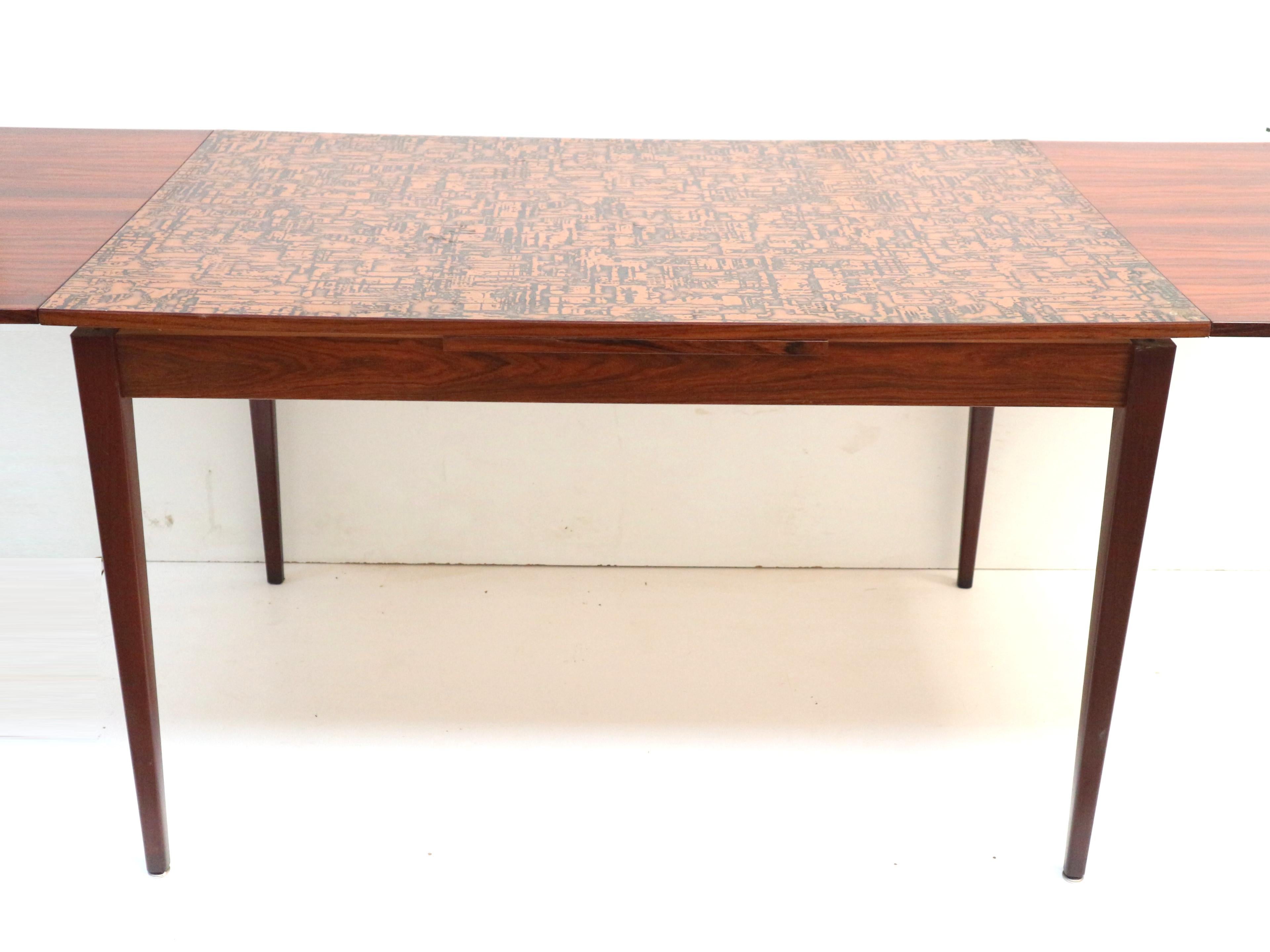 Copper Unique vintage Brutalist extendable dining table with copper top For Sale