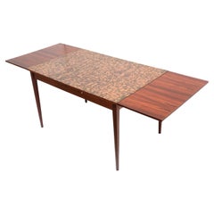 Table de salle à manger vintage brutaliste unique avec plateau en cuivre
