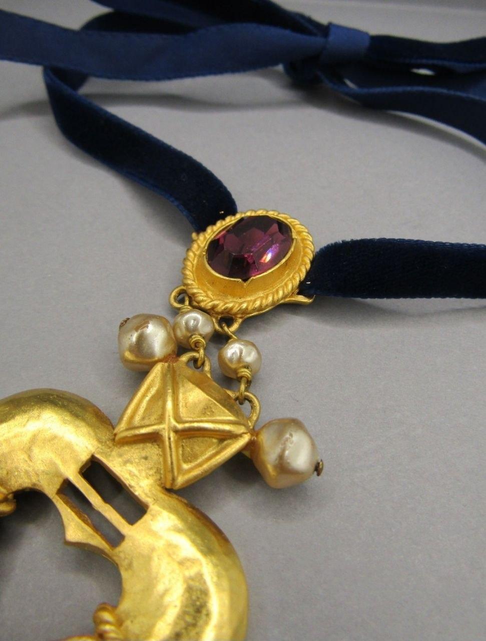 Rare Vintage Christian Lacroix Heart Pendant Necklace France 1990s