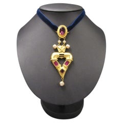 Rare Vintage Christian Lacroix Heart Pendant Necklace France 1990s