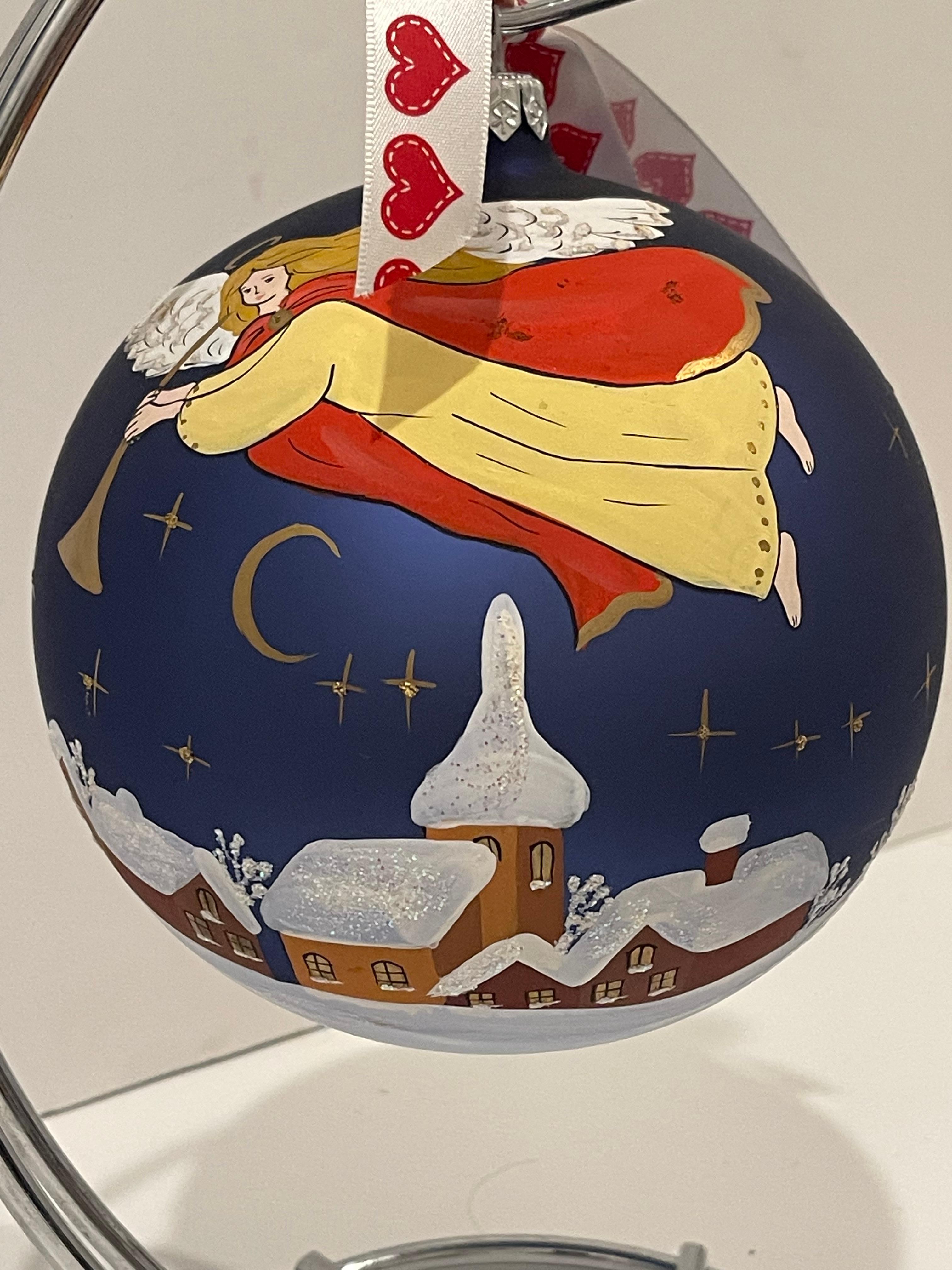 Einzigartige Vintage European mundgeblasenem Glas Quecksilberglas Handpainted Jumbo Christmas Ornament 6 