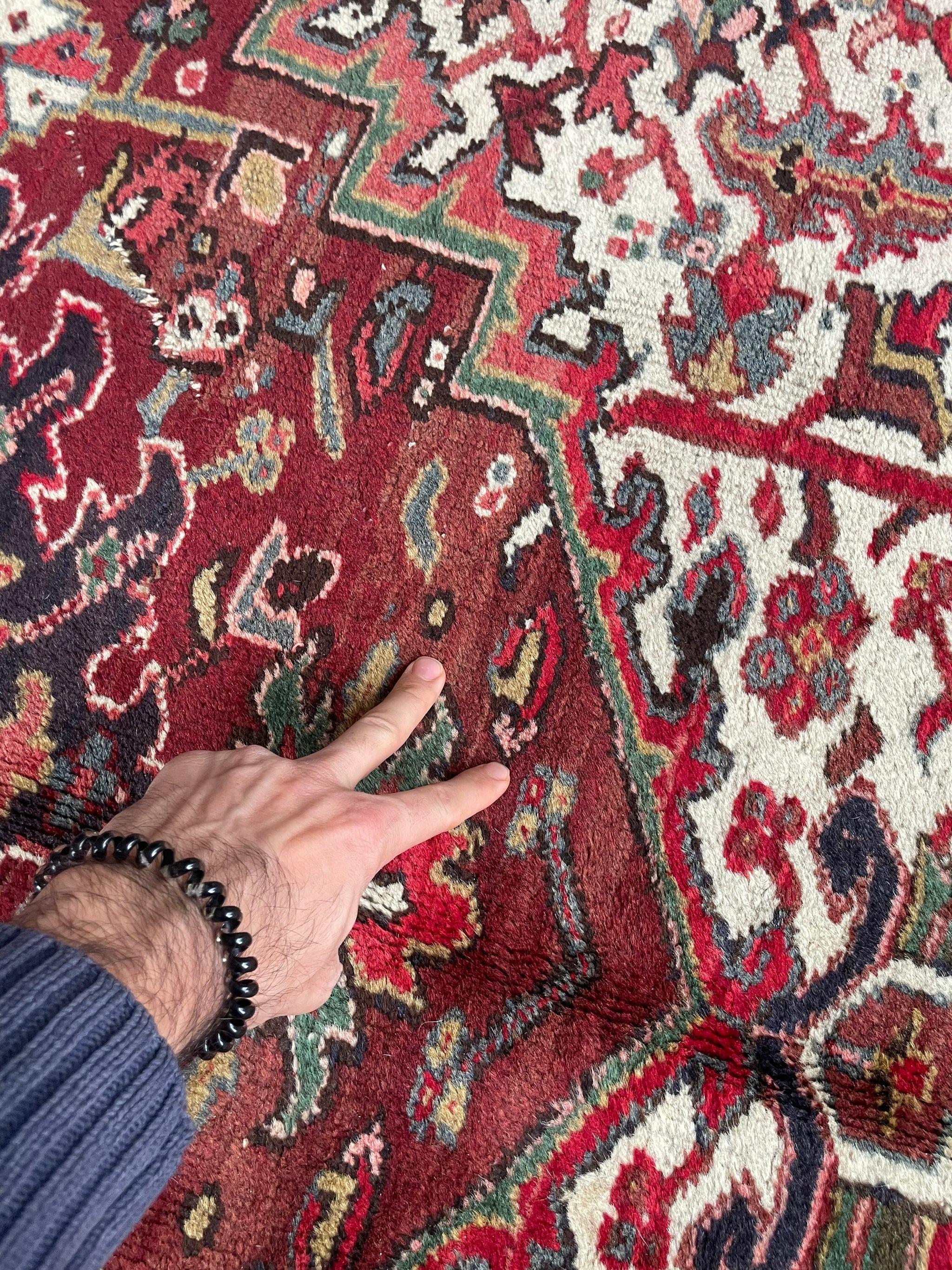 Einzigartiger Heriz-Teppich im Vintage-Stil in Safran- und Tealtönen, ca. 1950er Jahre im Angebot 5