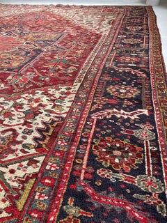 Unique Vintage Heriz Rug in Saffron & Teal Color, circa 1950's