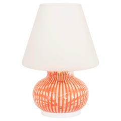 Lampe champignon au design italien unique, verre de Murano orange givré, années 70