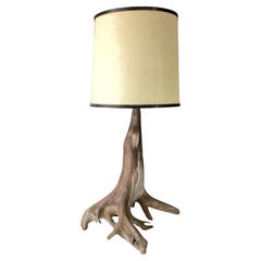 Unique Vintage & Large Driftwood or Root Wood Large Table Lamp Mid-Century Mod