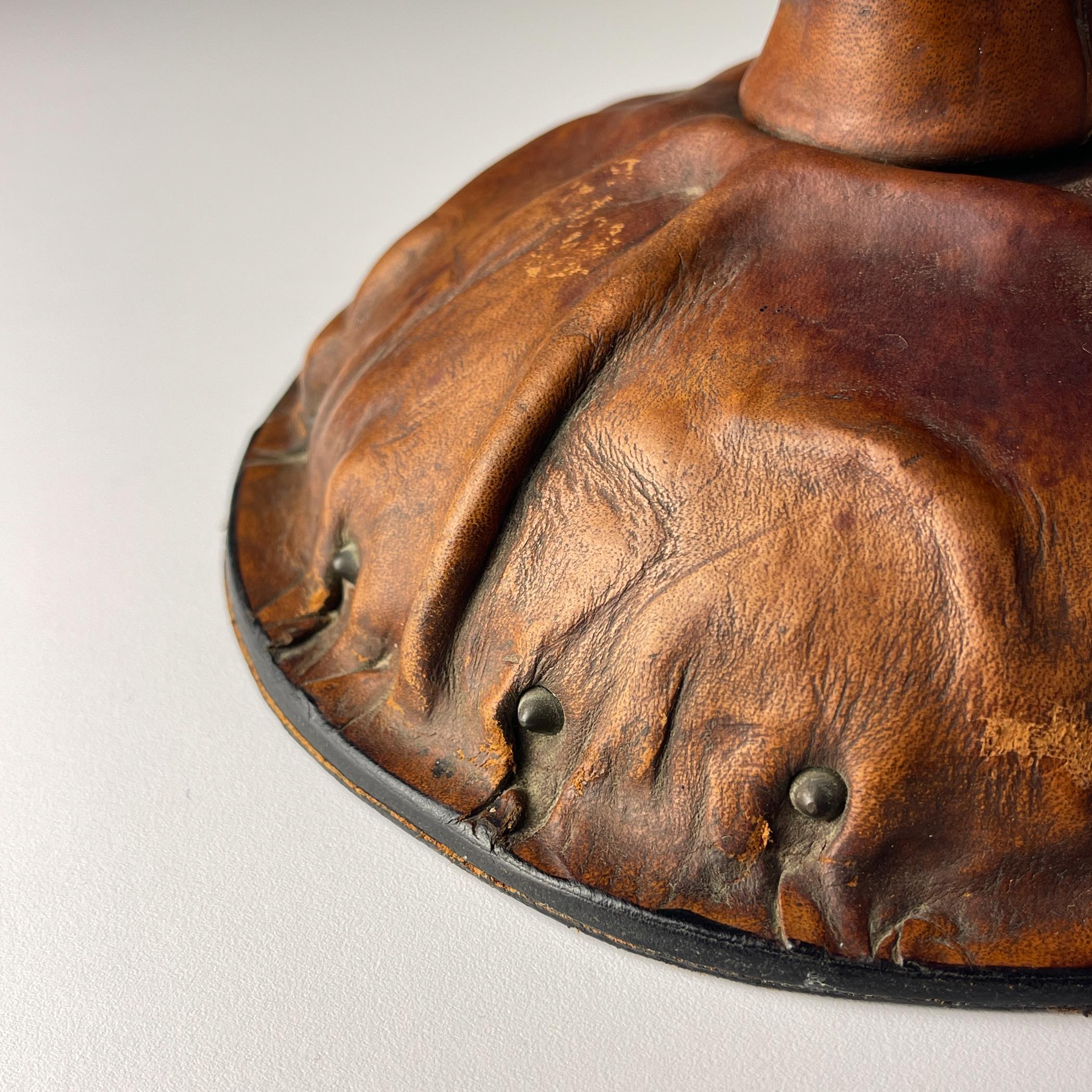 Unique vintage leather table lamp, Italy 1950s en venta 3