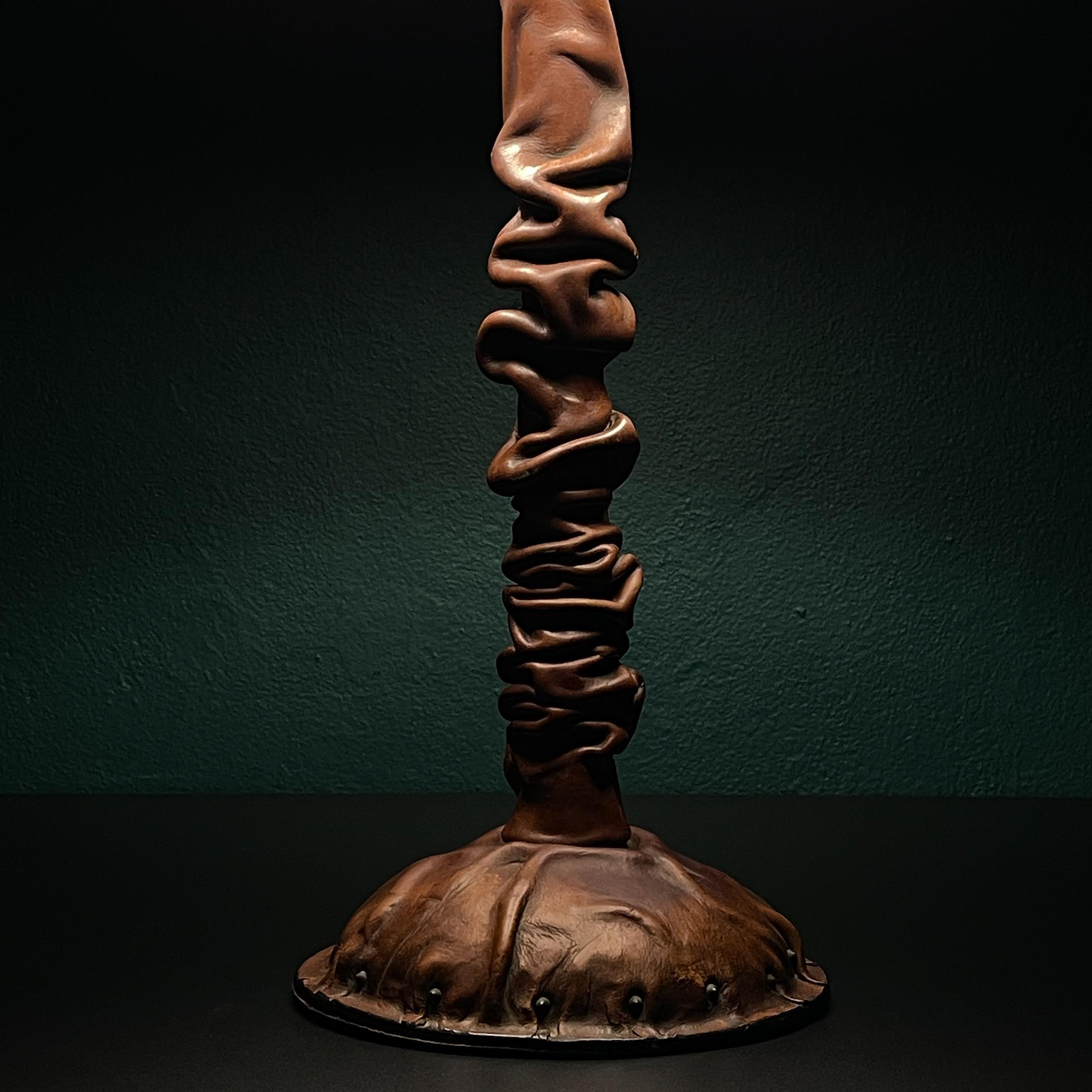 Unique vintage leather table lamp, Italy 1950s en venta 10