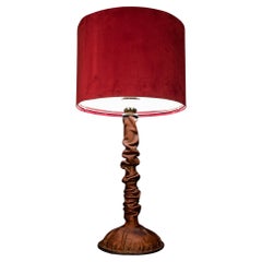Unique vintage leather table lamp, Italy 1950s