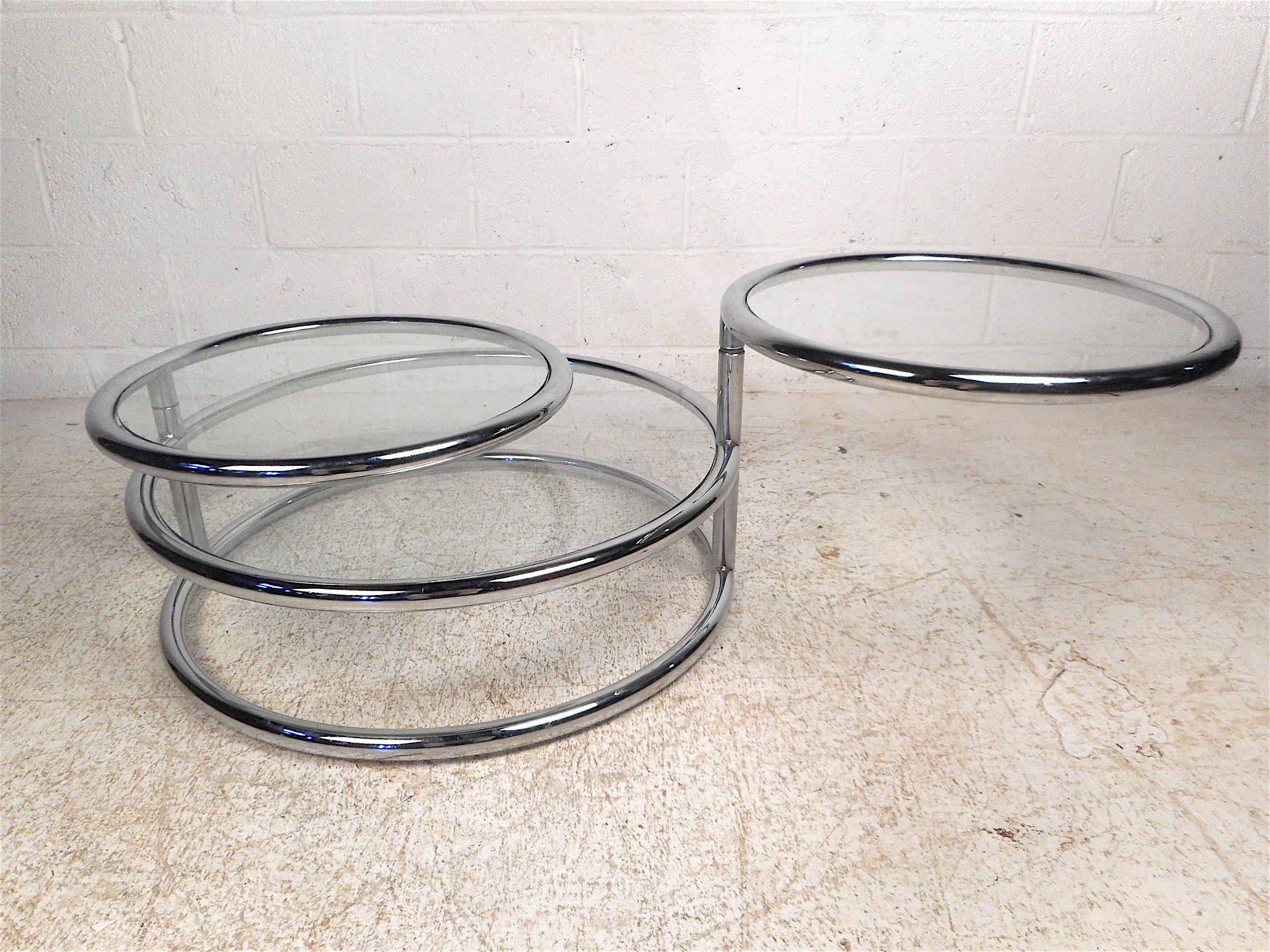 Late 20th Century Unique Vintage Modern Three-Tier Swiveling Coffee Table