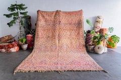 Unique Vintage Moroccan Berber Rug from 70s  100% wool 7.3x8.2 Ft 223x250 Cm