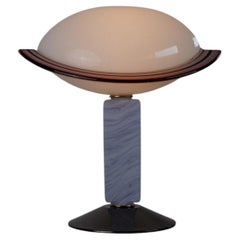 Unique Vintage Murano Glass Table Lamp Glass Shade Memphis Style Italy, 1980s