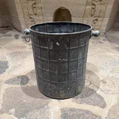 Unique Vintage Planter Brass Bucket Hand Hammered Handles Verdigris