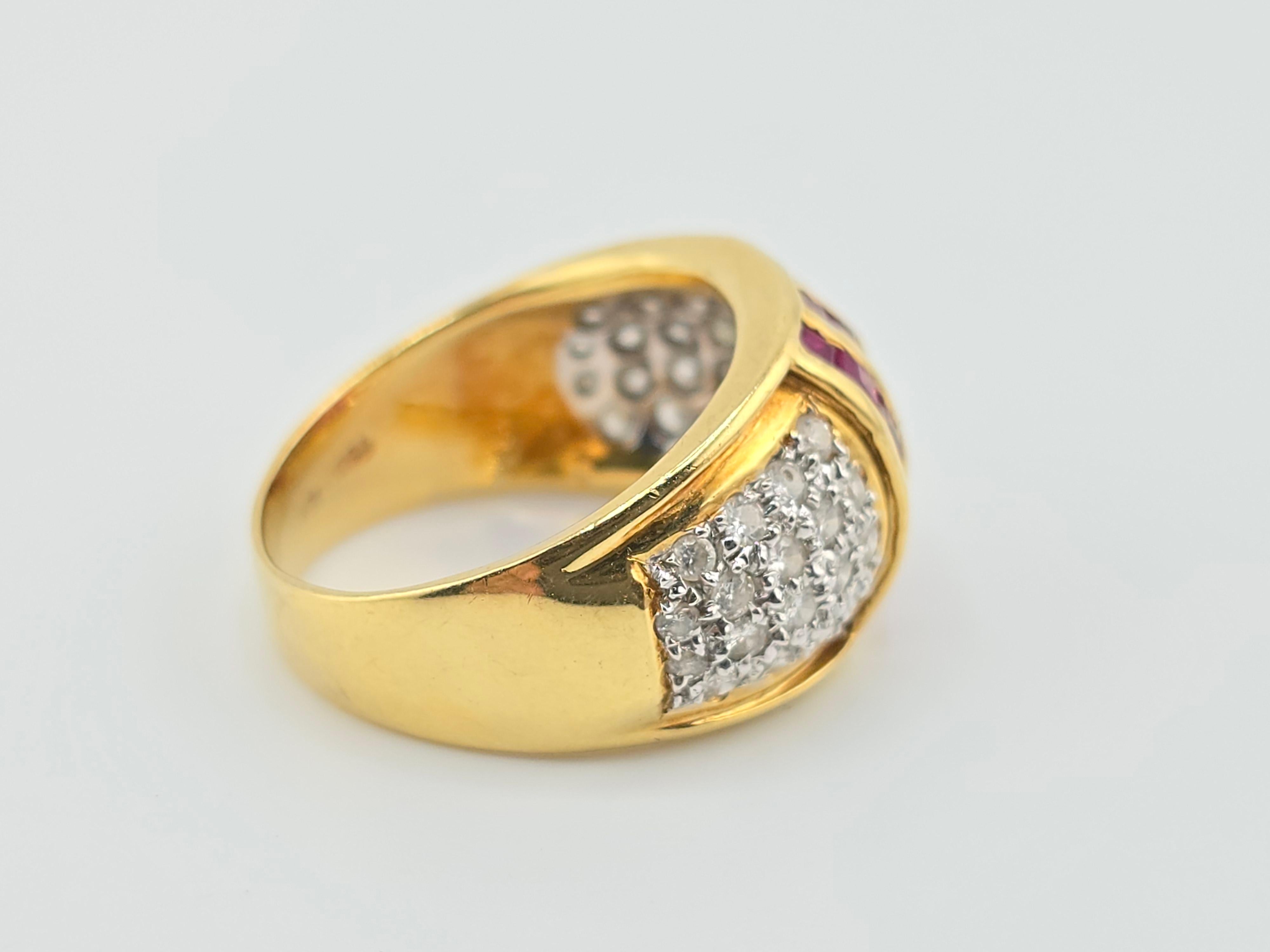 Einzigartiger Vintage Rubin & Diamant 18K Gelbgold Ring 8,05 Gramm im Angebot 2