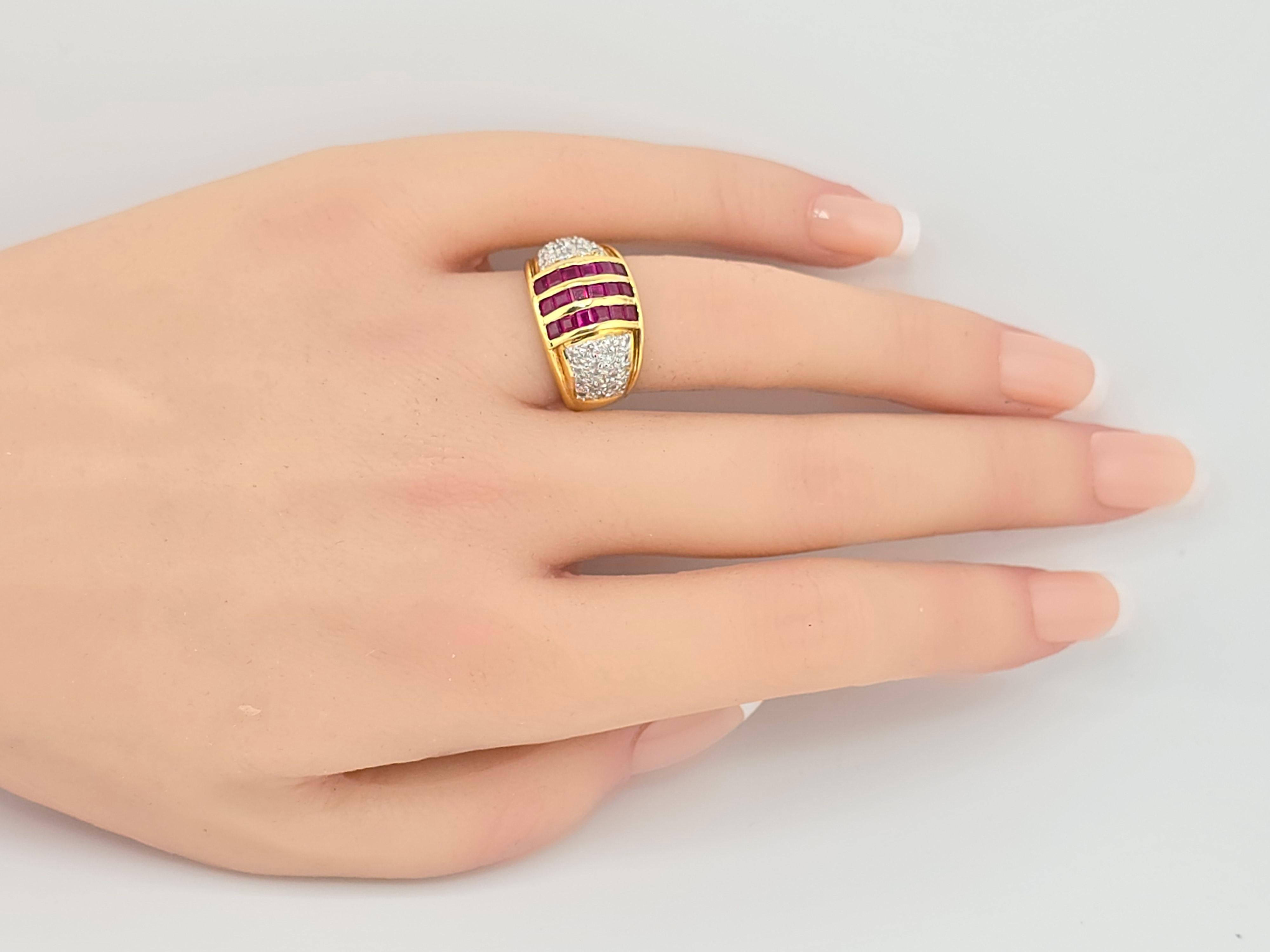 Einzigartiger Vintage Rubin & Diamant 18K Gelbgold Ring 8,05 Gramm im Angebot 3