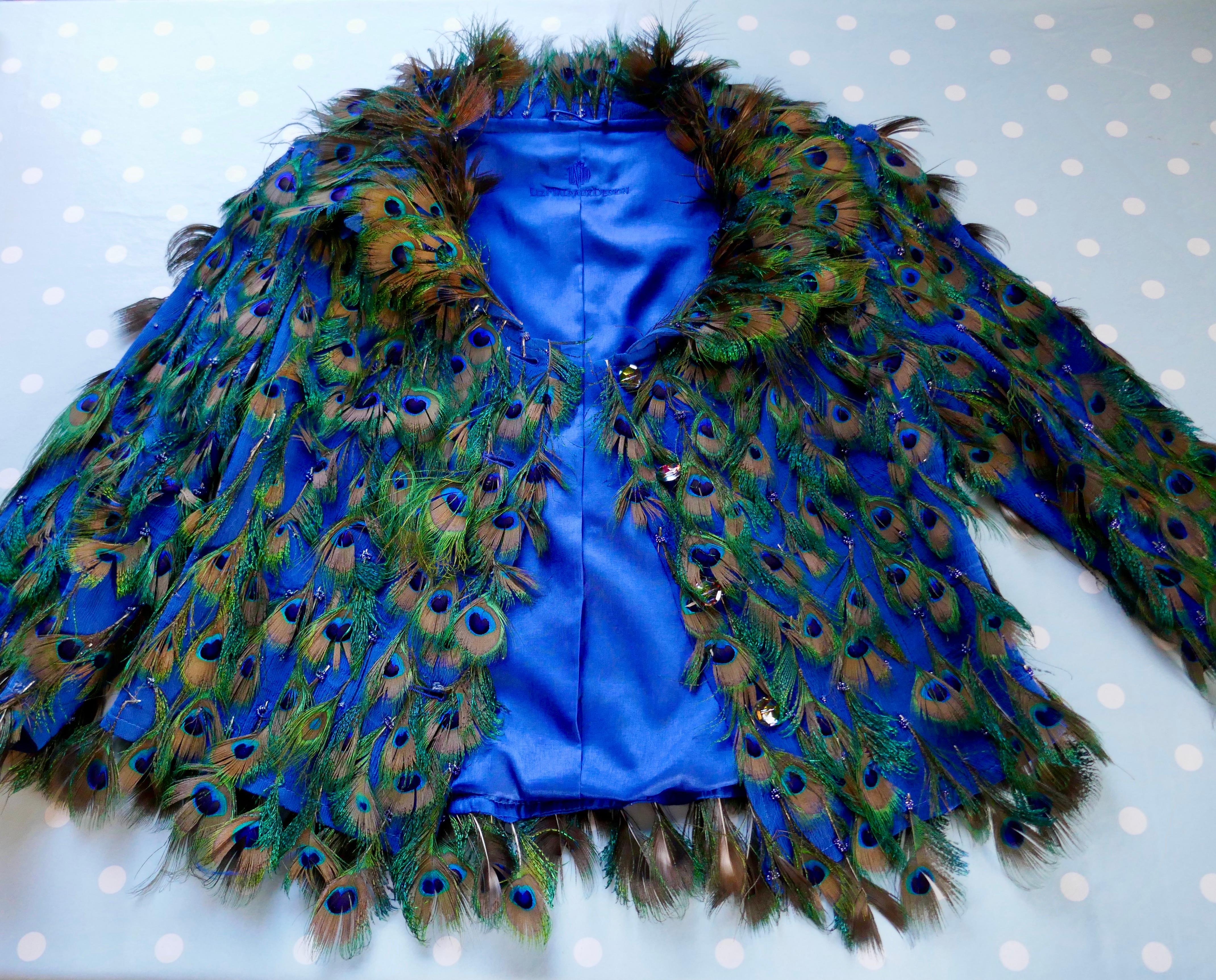 Unique Vintage Silk with Feather Decoration Evening Jacket by Liz Mairaux, 2008 For Sale 3