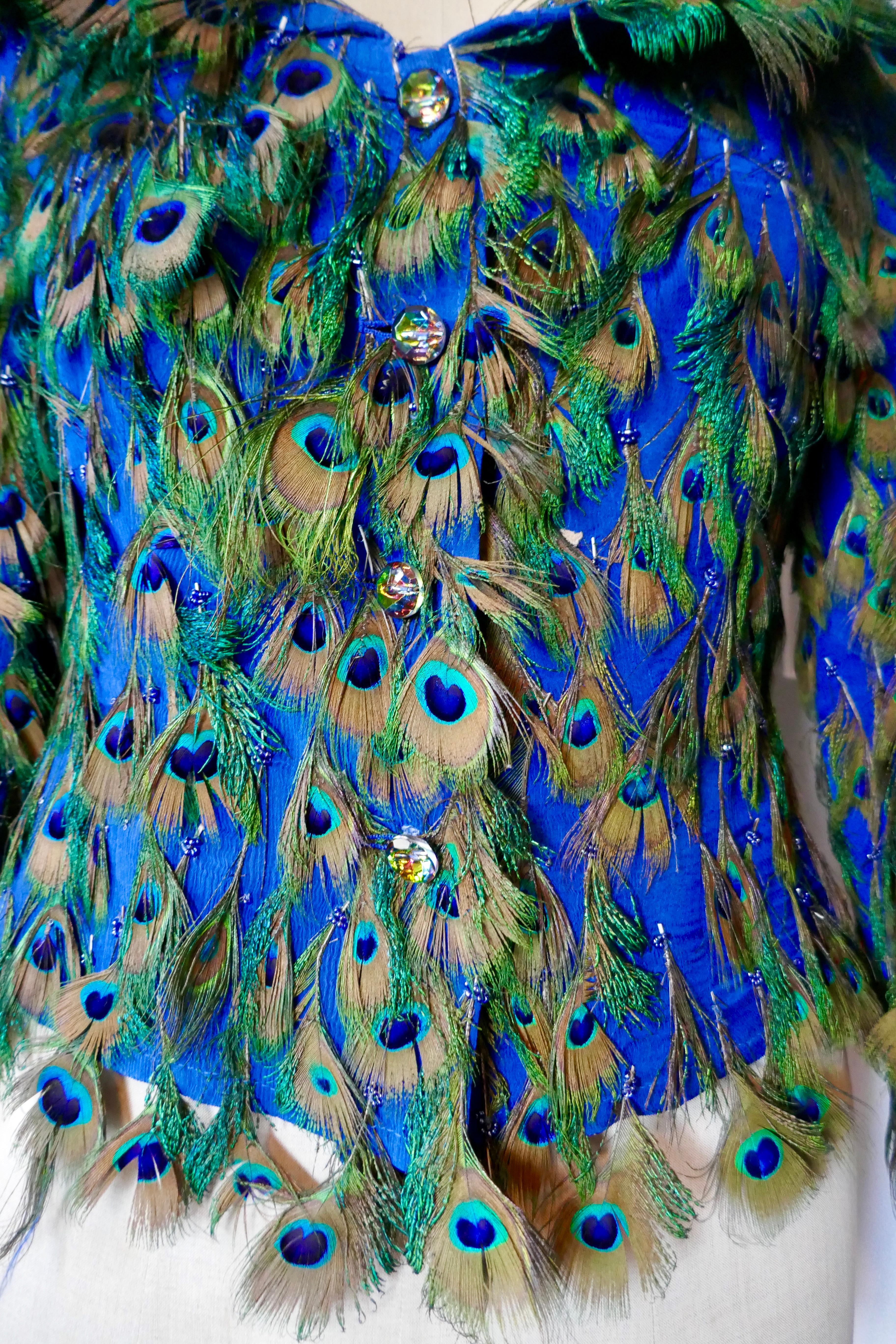 Veste de soirée unique en soie décorée de plumes par Liz Mairaux, 2008 Pour femmes en vente