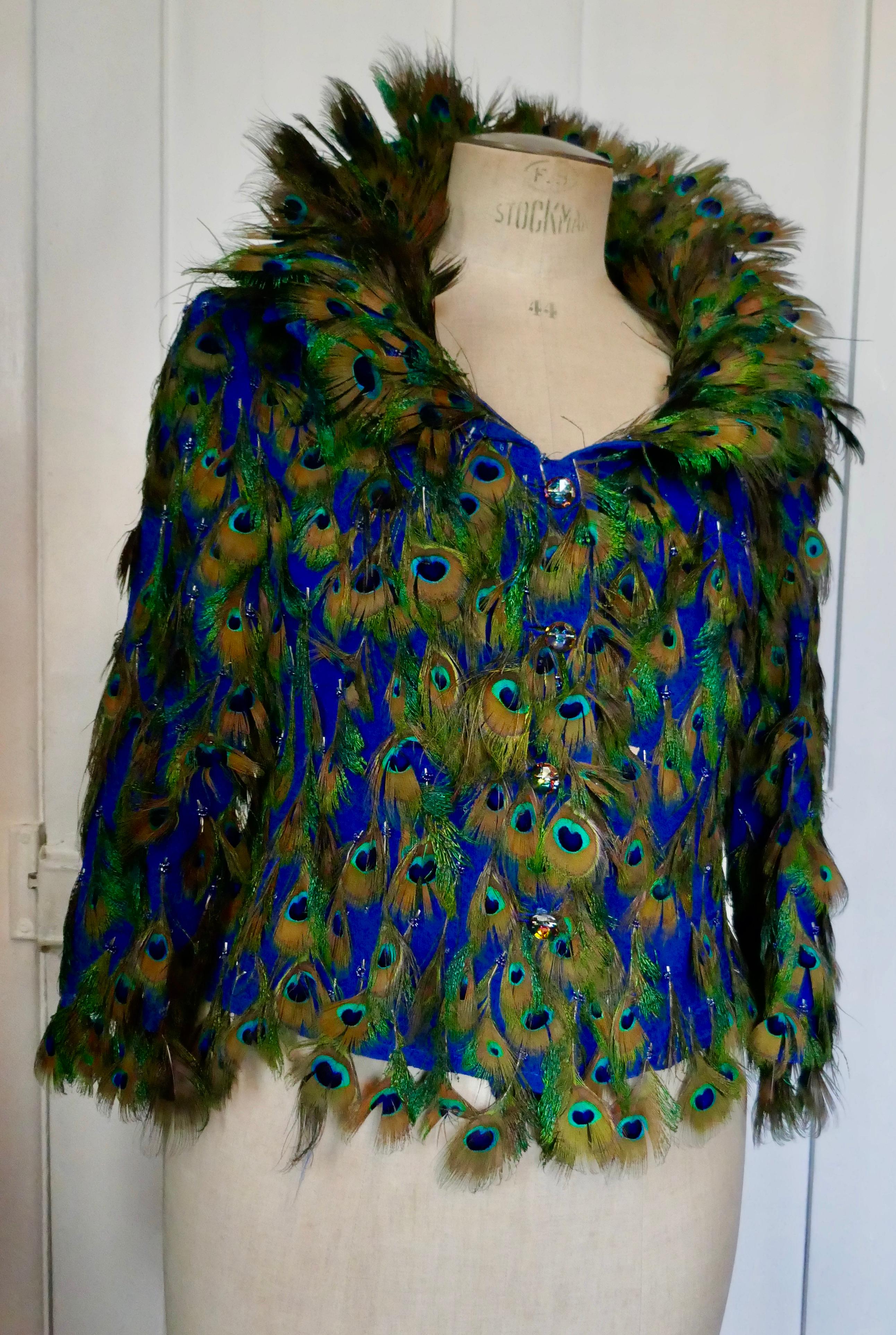 Women's Unique Vintage Silk with Feather Decoration Evening Jacket by Liz Mairaux, 2008 For Sale