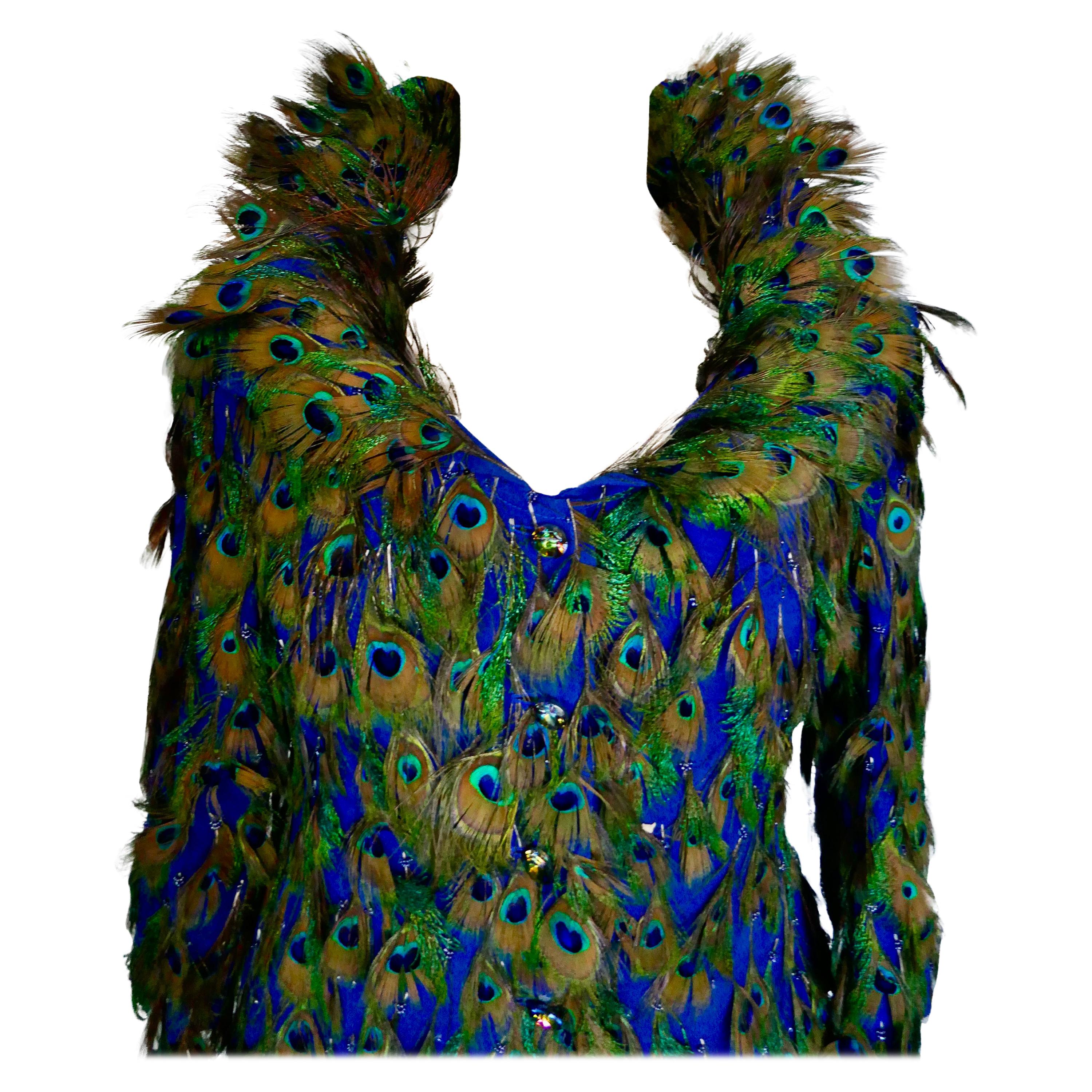 Veste de soirée unique en soie décorée de plumes par Liz Mairaux, 2008