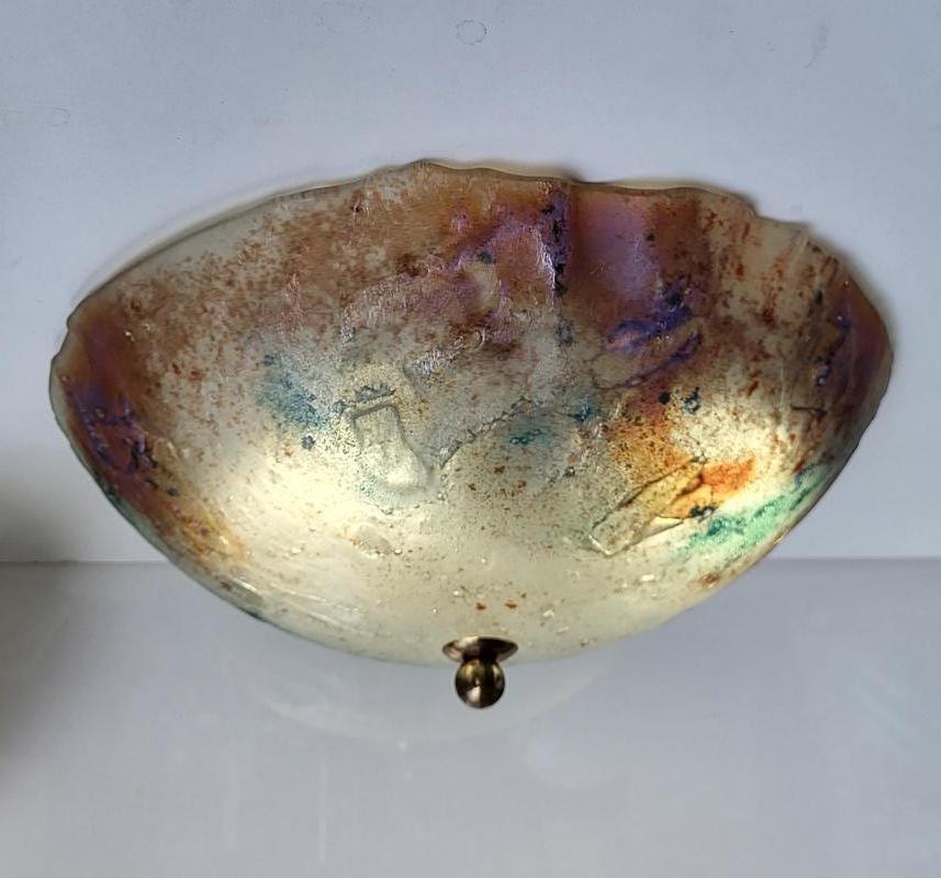 Beautiful Handmade ART glass flush mount.
Germany, 1960s.

  