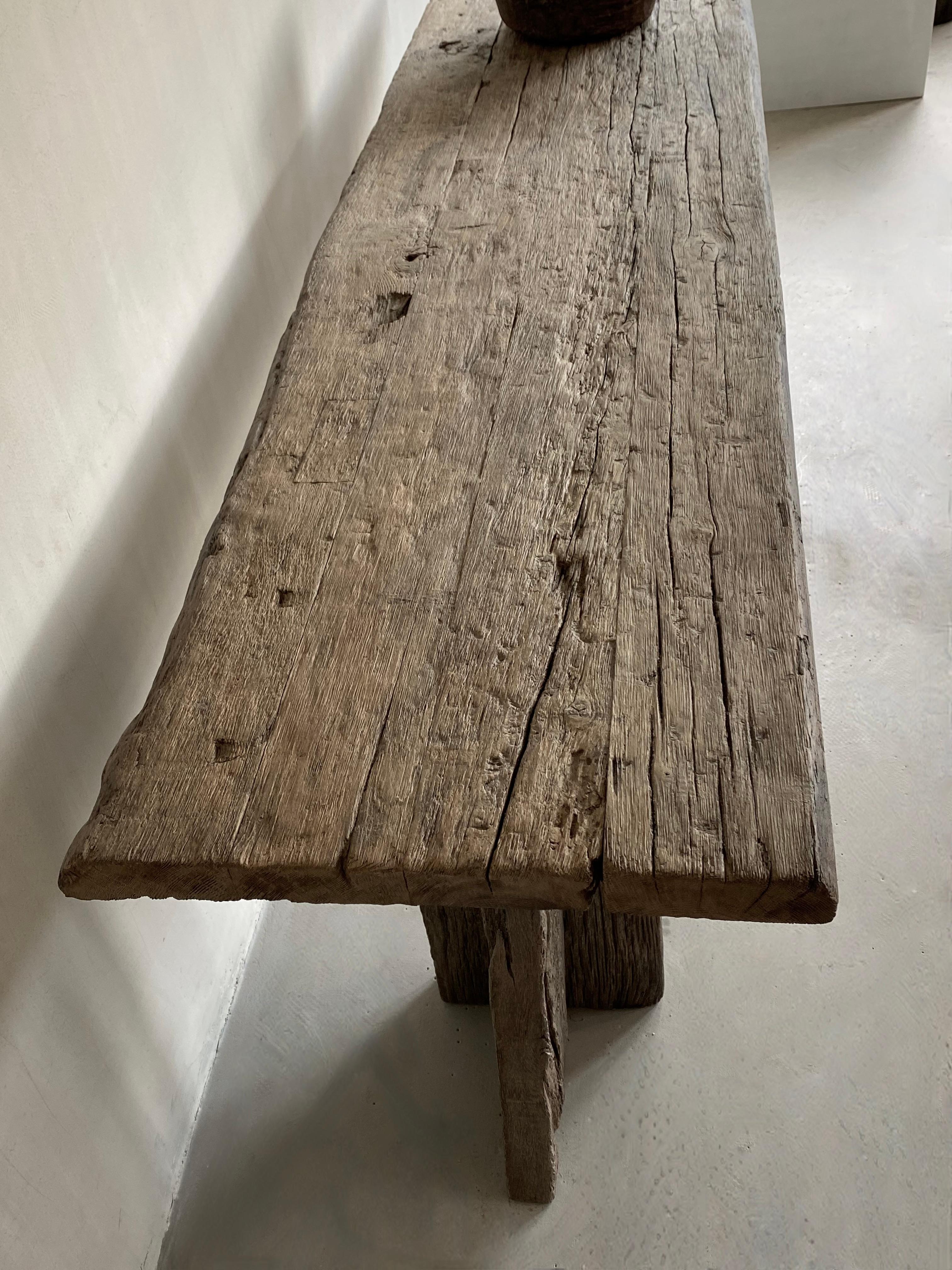 Minimalist Unique Wabi Sabi Console in 19th C Oak