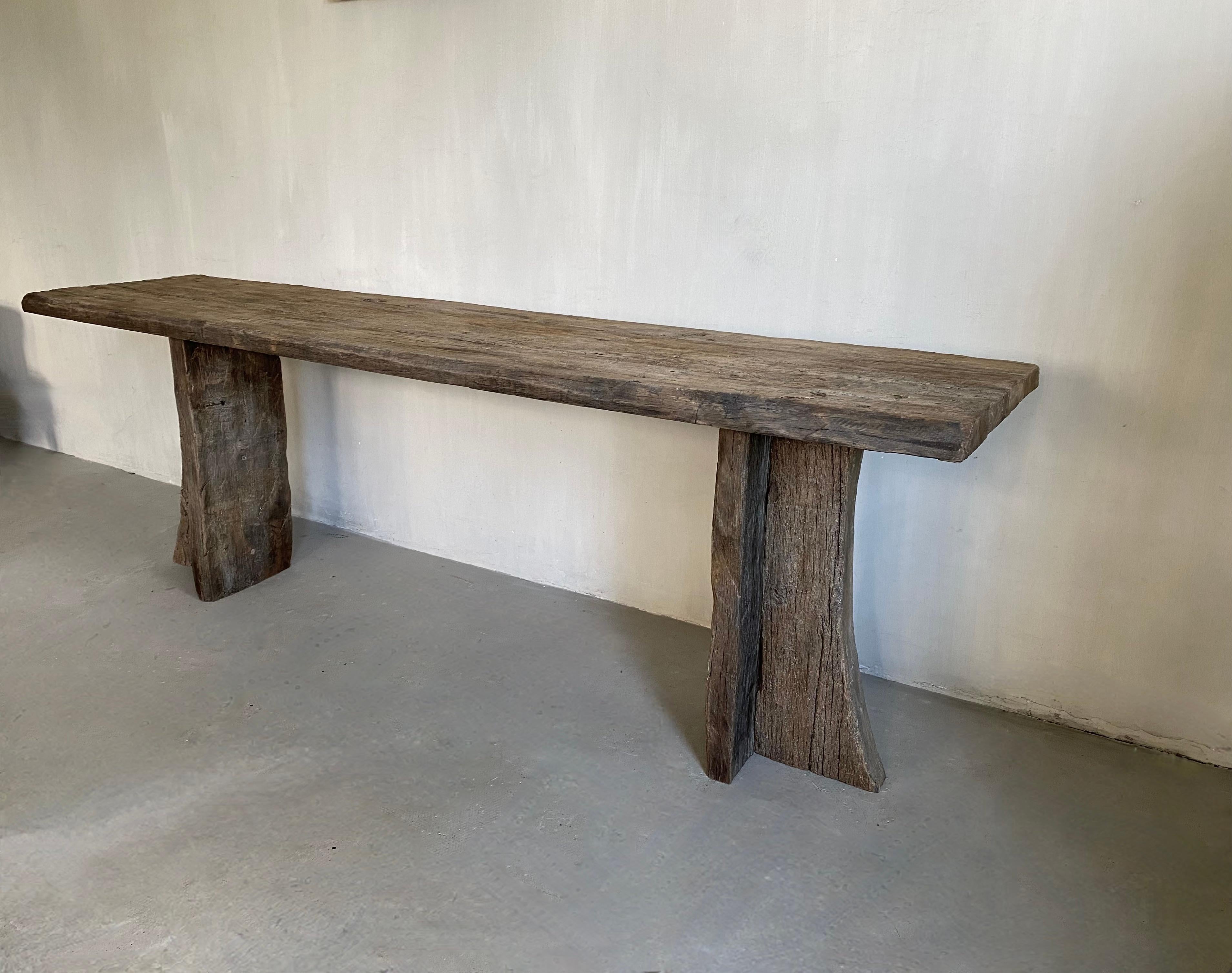 Unique Wabi Sabi Console in 19th C Oak In Good Condition In Nijlen, BE