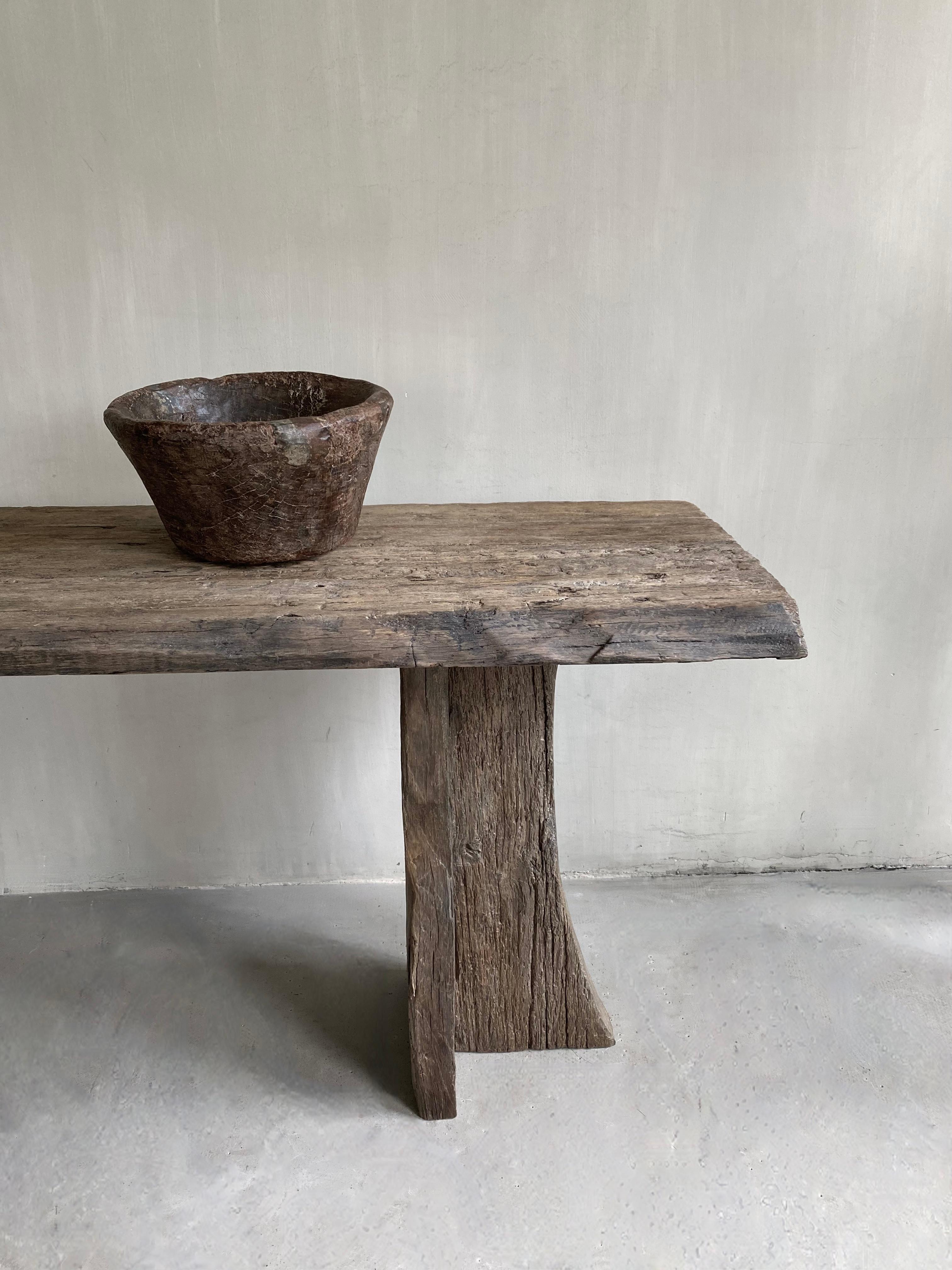 Contemporary Unique Wabi Sabi Console in 19th C Oak