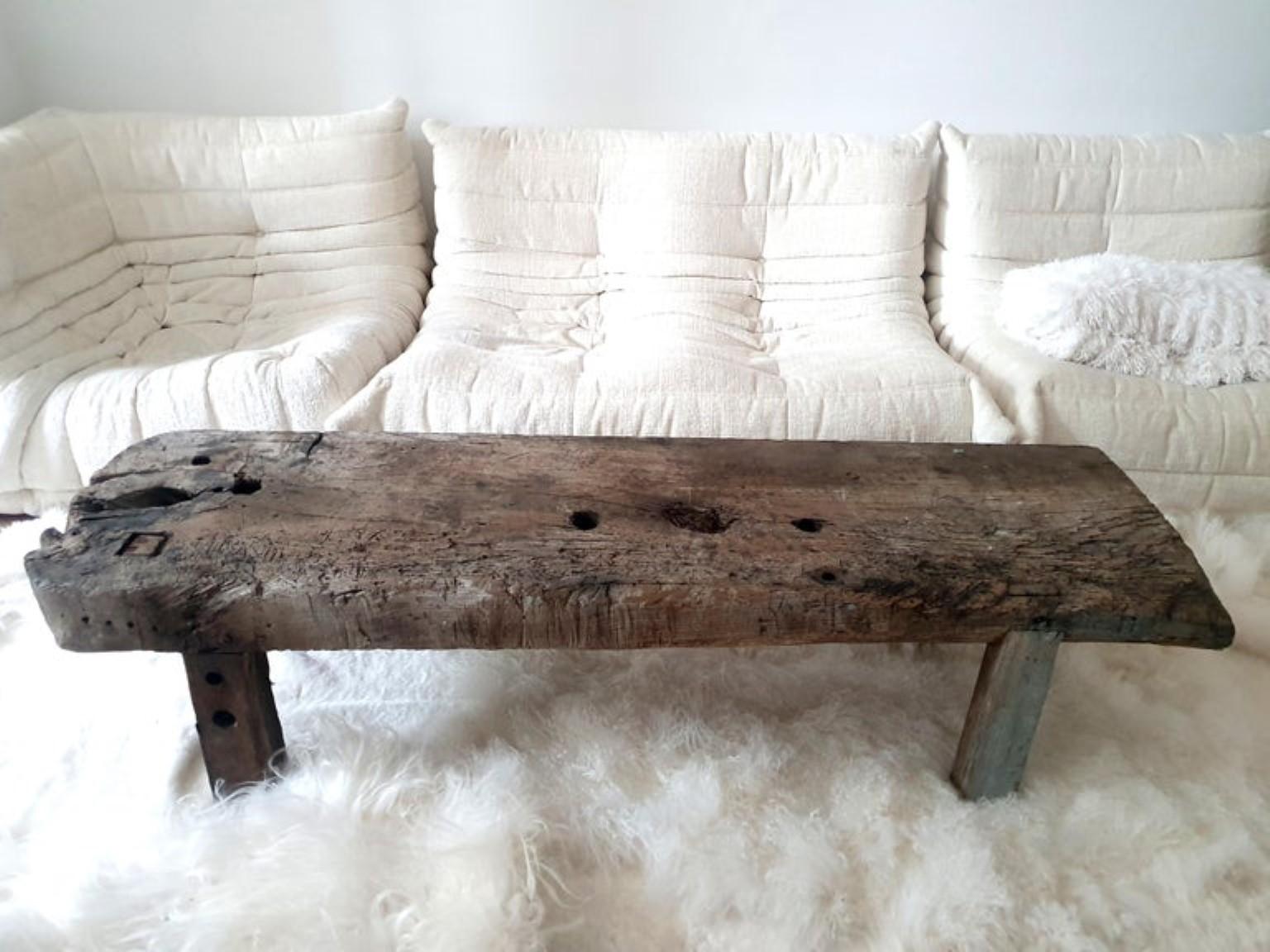 French Unique Wabi Sabi Rustic Solid Table For Sale