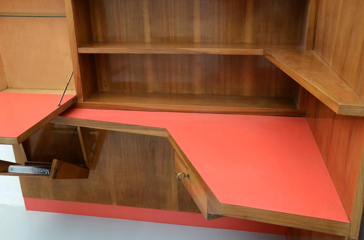 Italian Unique wall unit with methacrylate top writing desk For Sale