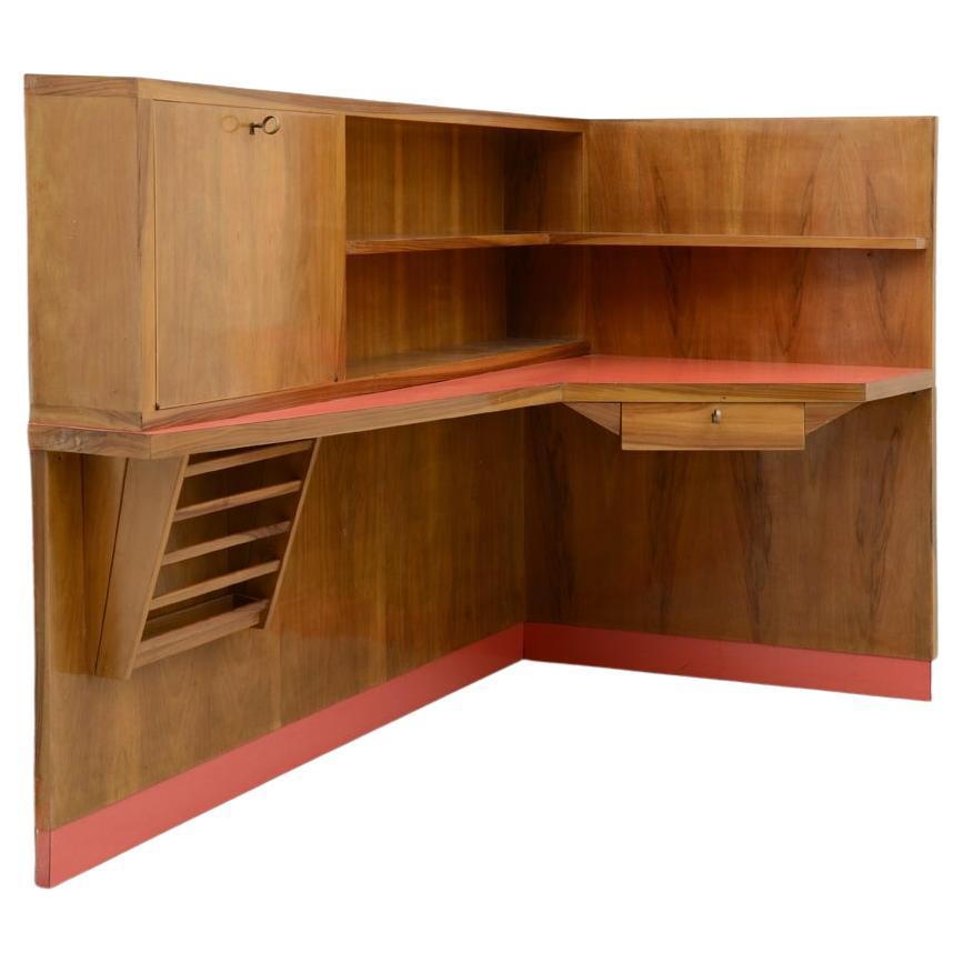 Unique wall unit with methacrylate top writing desk For Sale